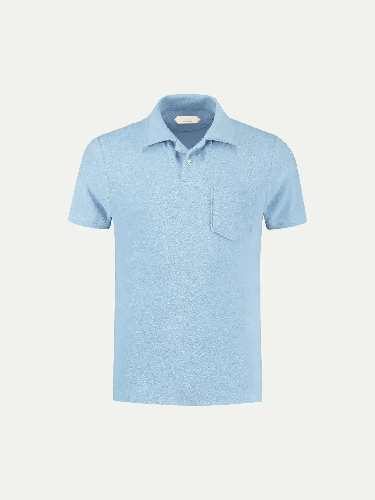 AURELIEN TERRY POLO SHIRT 2 LIGHT BLUE | Preamato Luxury