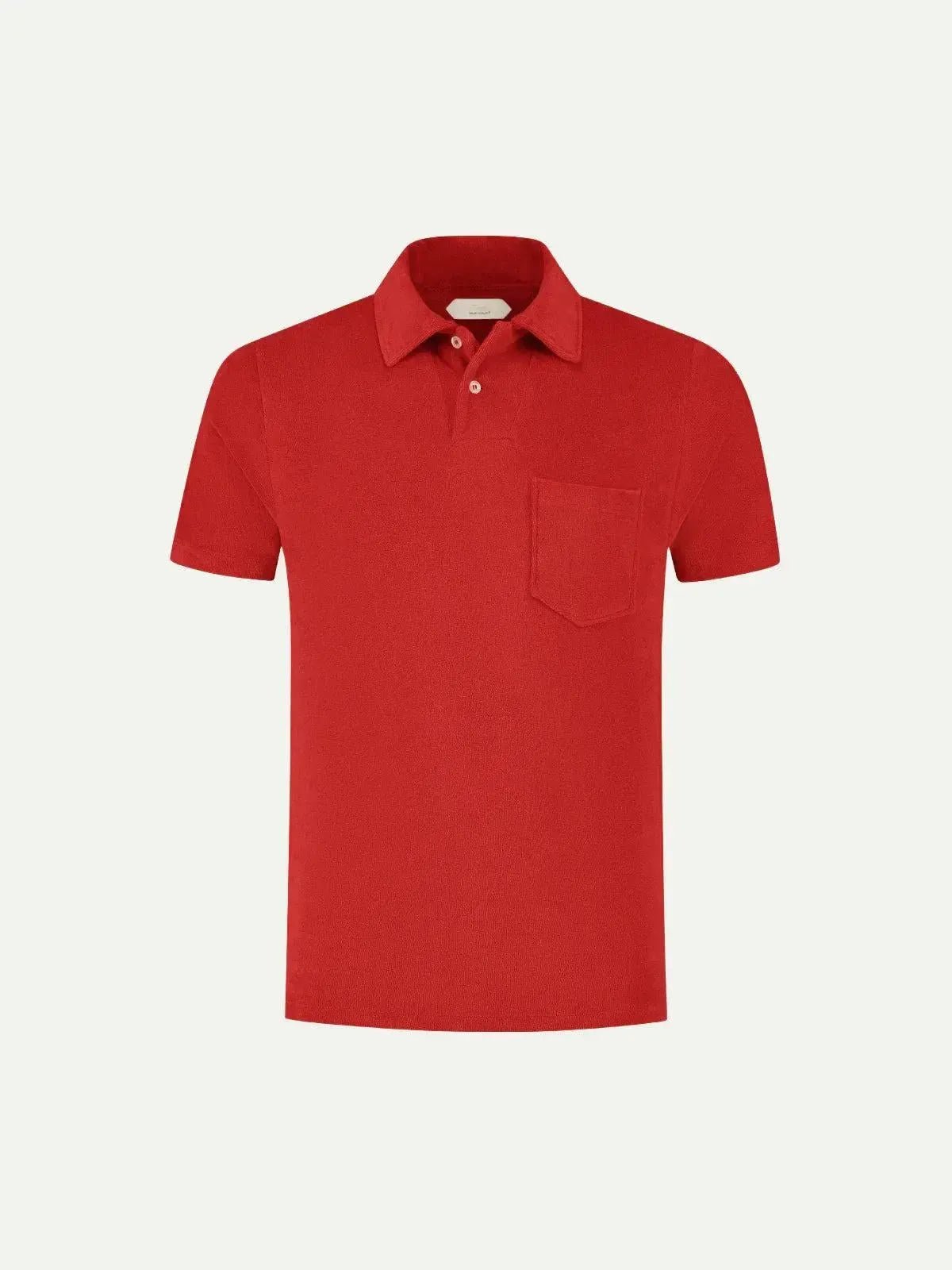 AURELIEN TERRY POLO SHIRT 2 RED | Preamato Luxury