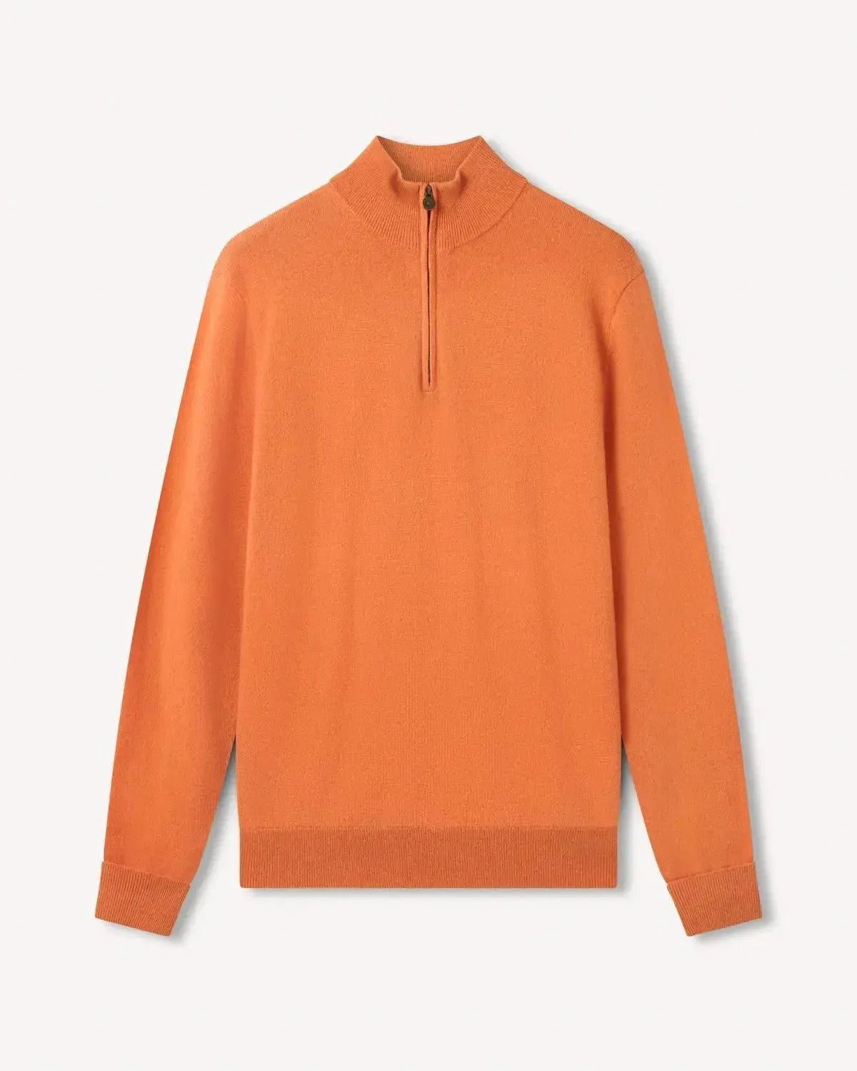 Bernard Weatherill 1/4 Zip Cashmere Mix Burnt Orange | Preamato Luxury