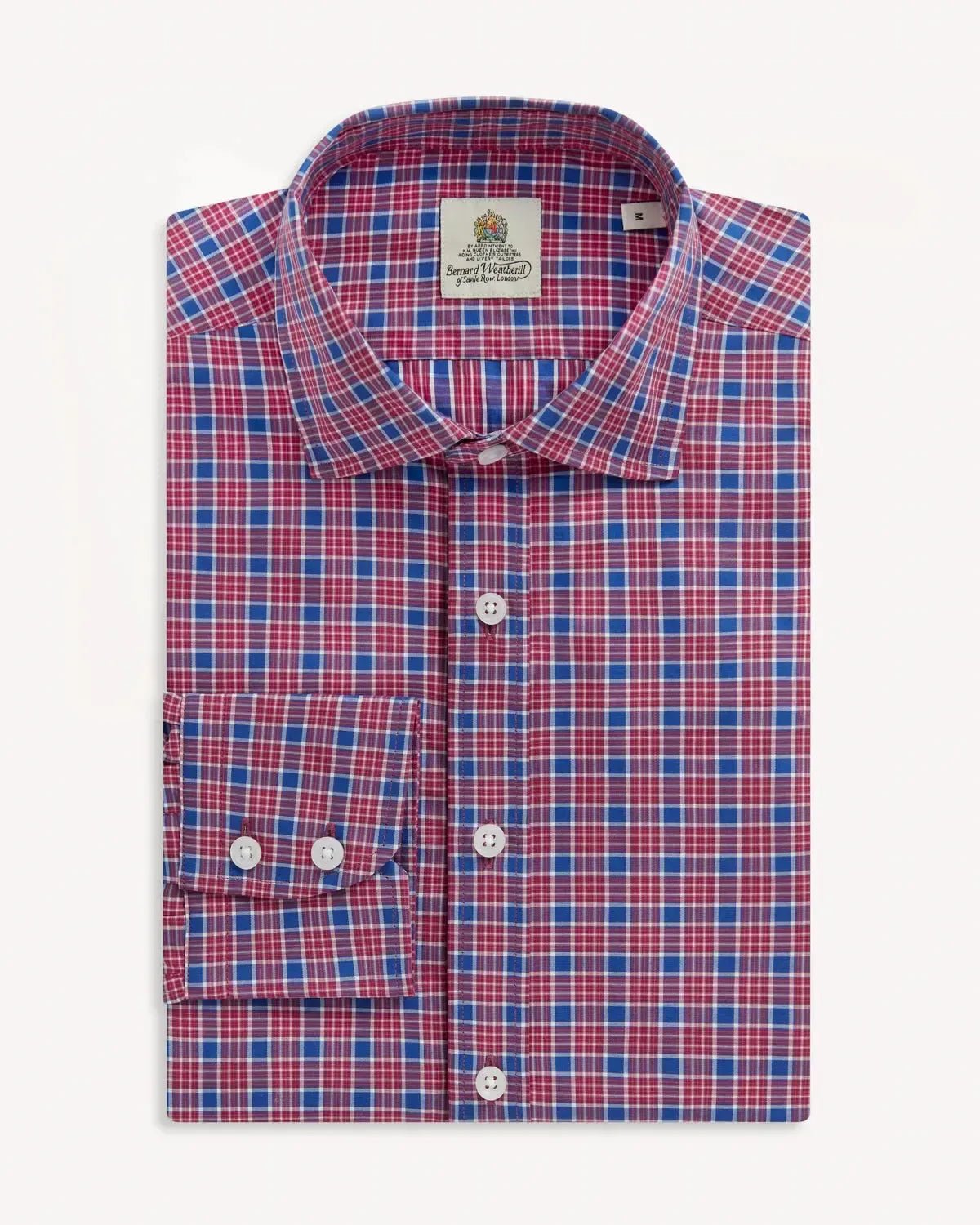 Bernard Weatherill Casual Check Poplin Shirt Blue Red | Preamato Luxury