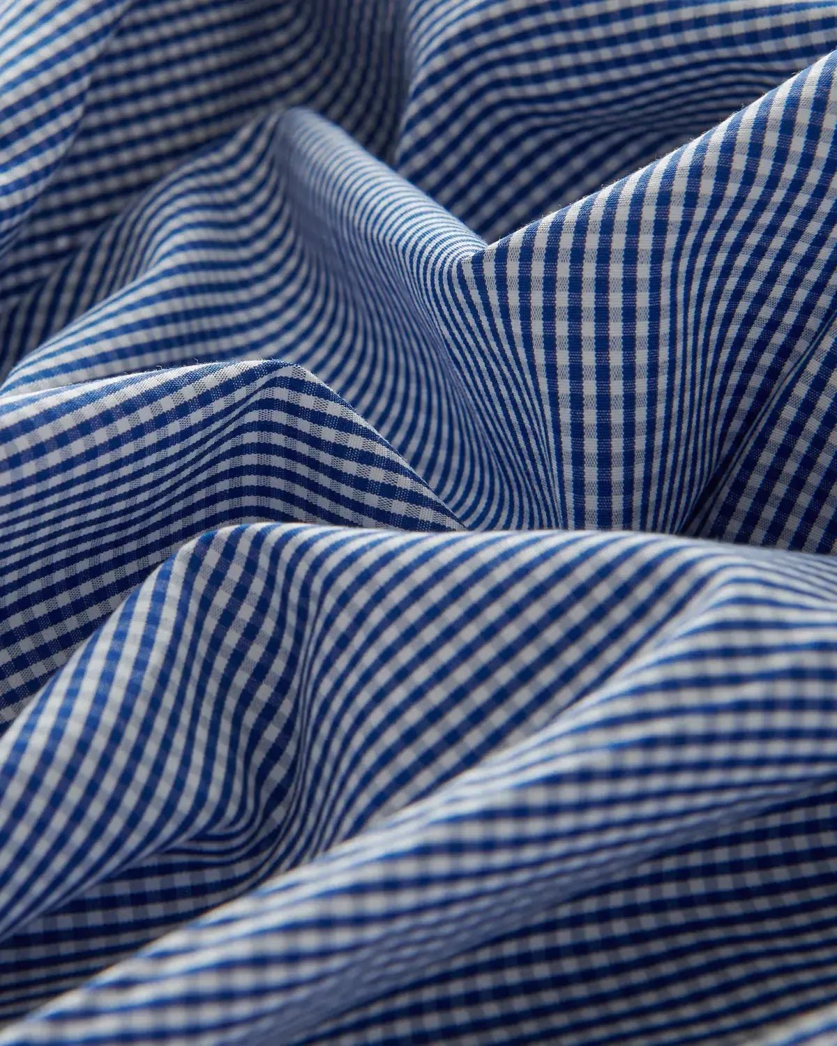 Bernard Weatherill Micro Gingham Semi-Cutaway Shirt Royal Blue White | Preamato Luxury