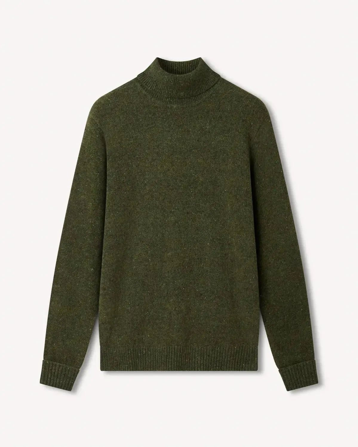 Bernard Weatherill Plain Roll Neck Melange Tweed Thyme Flec | Preamato Luxury