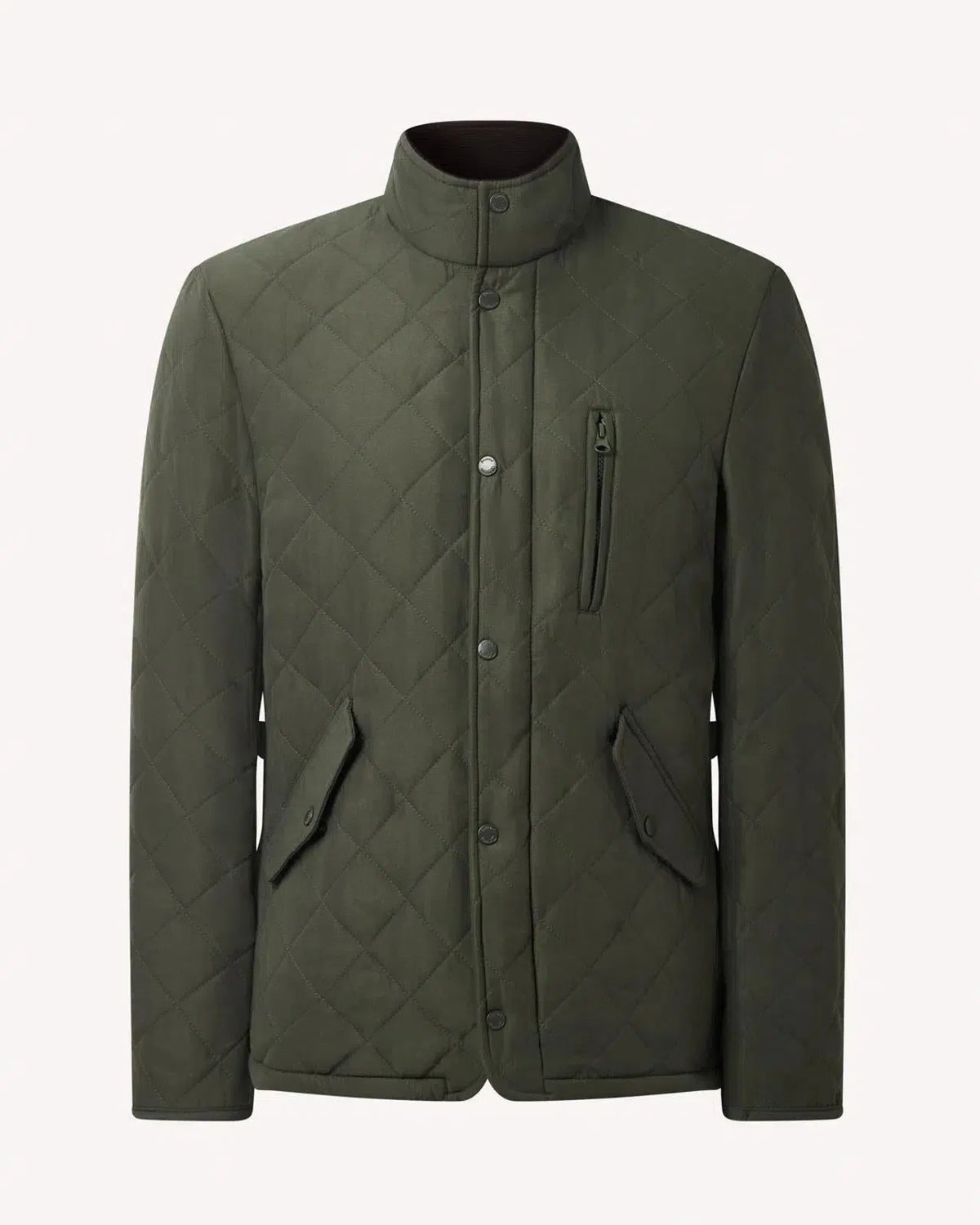 Bernard Weatherill Stand Collar Padded Jacket Khaki Green | Preamato Luxury