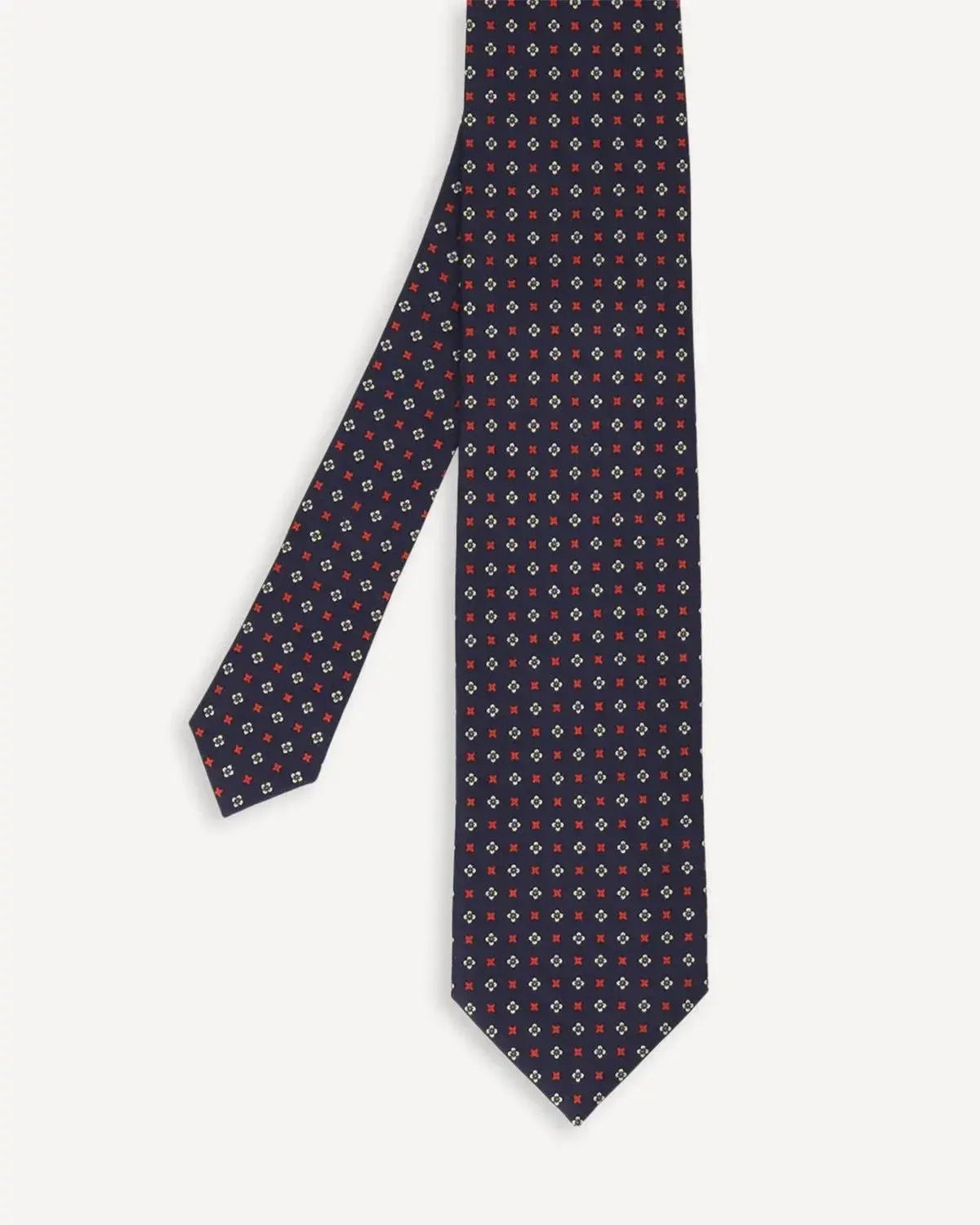 Drake's Classic Print Tie Navy Red Floral | Preamato Luxury