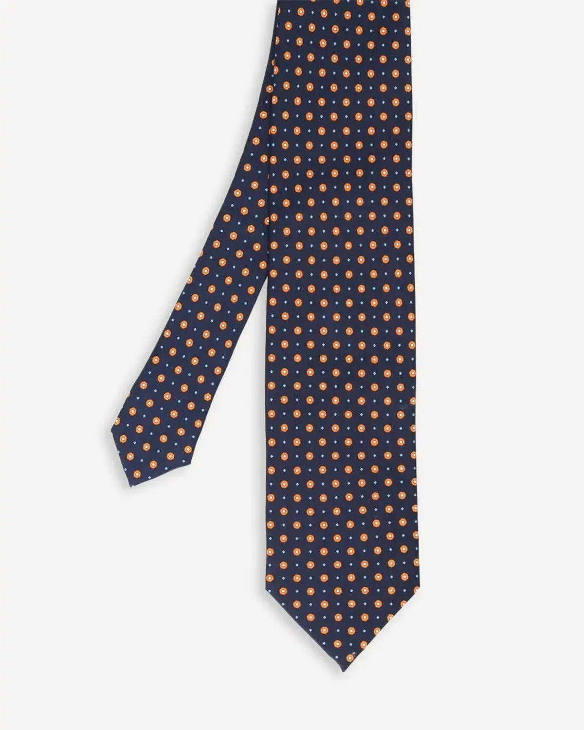 Drake's Floral Print Silk Tie Navy | Preamato Luxury