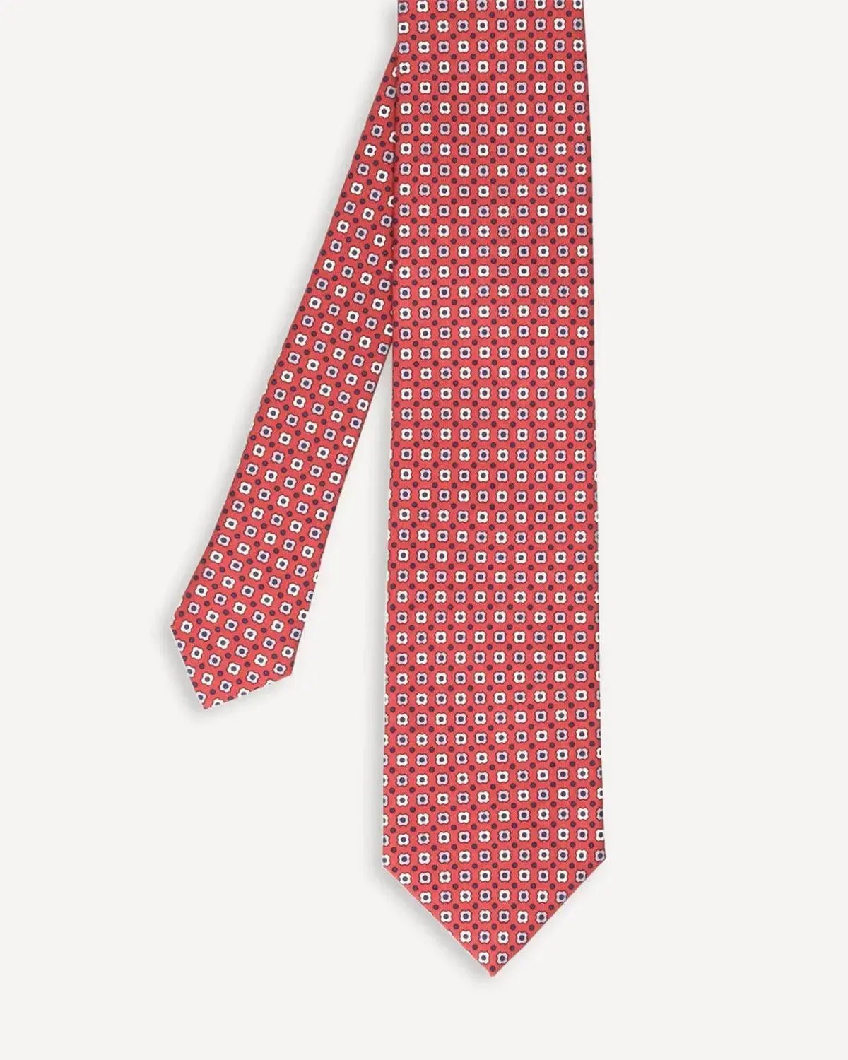 Drake's Geometric Square Silk Tie Red Grey | Preamato Luxury