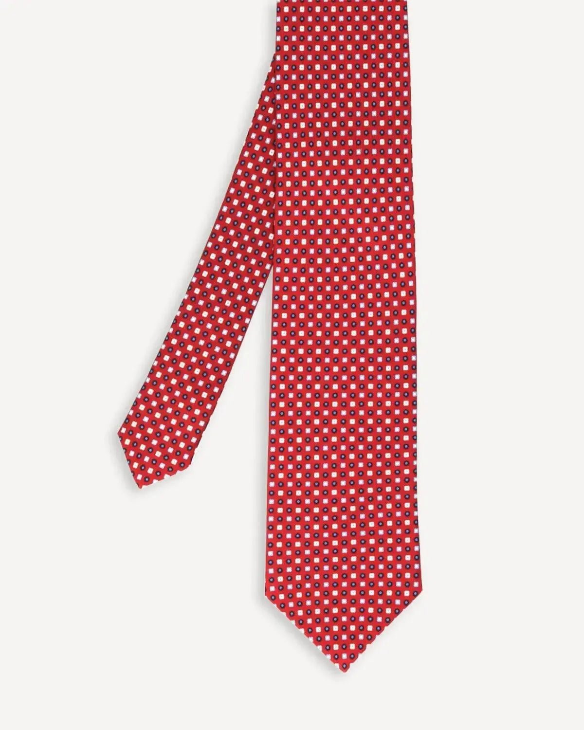 Drake's Micro Geometric Square Silk Tie Red | Preamato Luxury