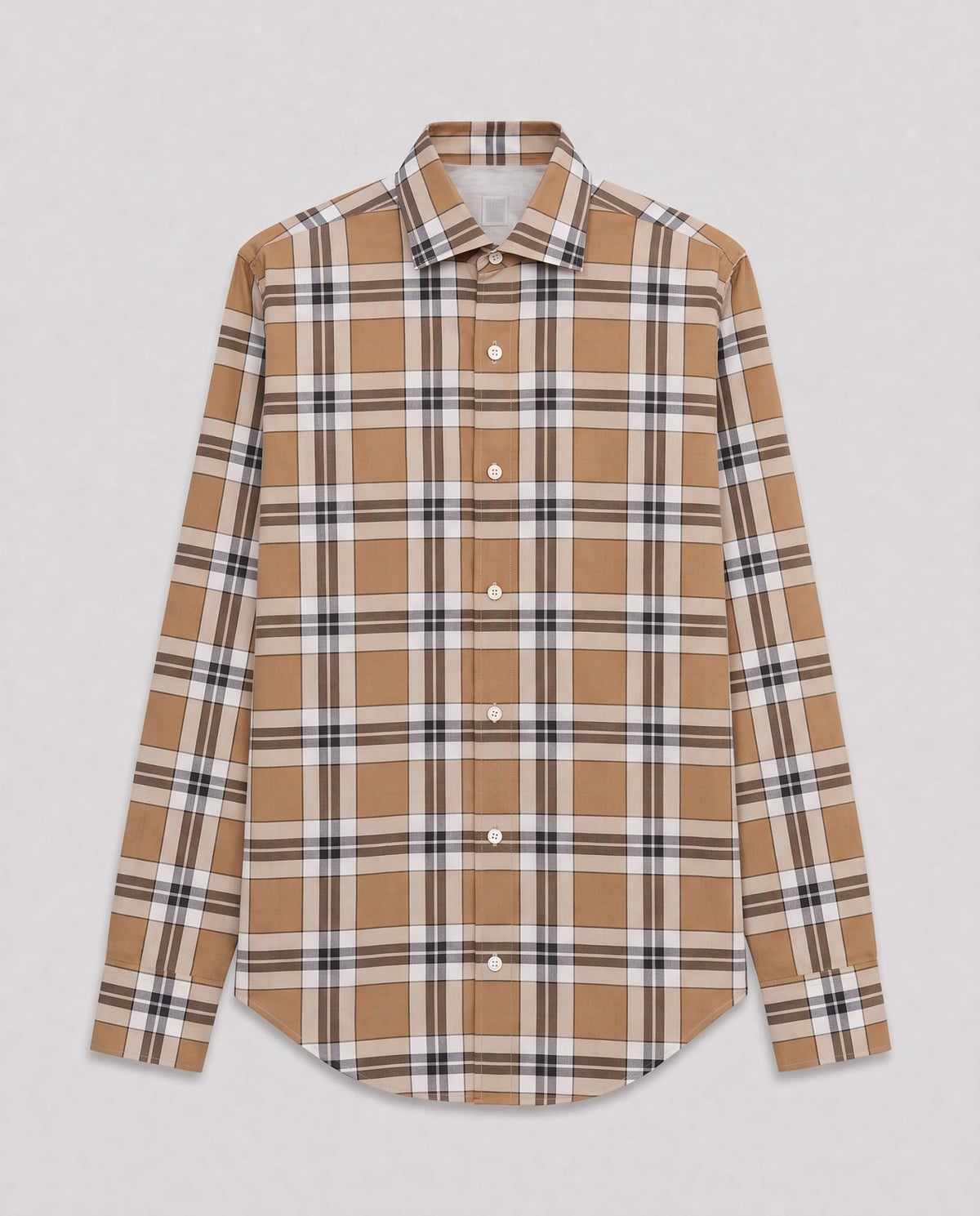 Eleventy Check Shirt Brown & White | Preamato Luxury