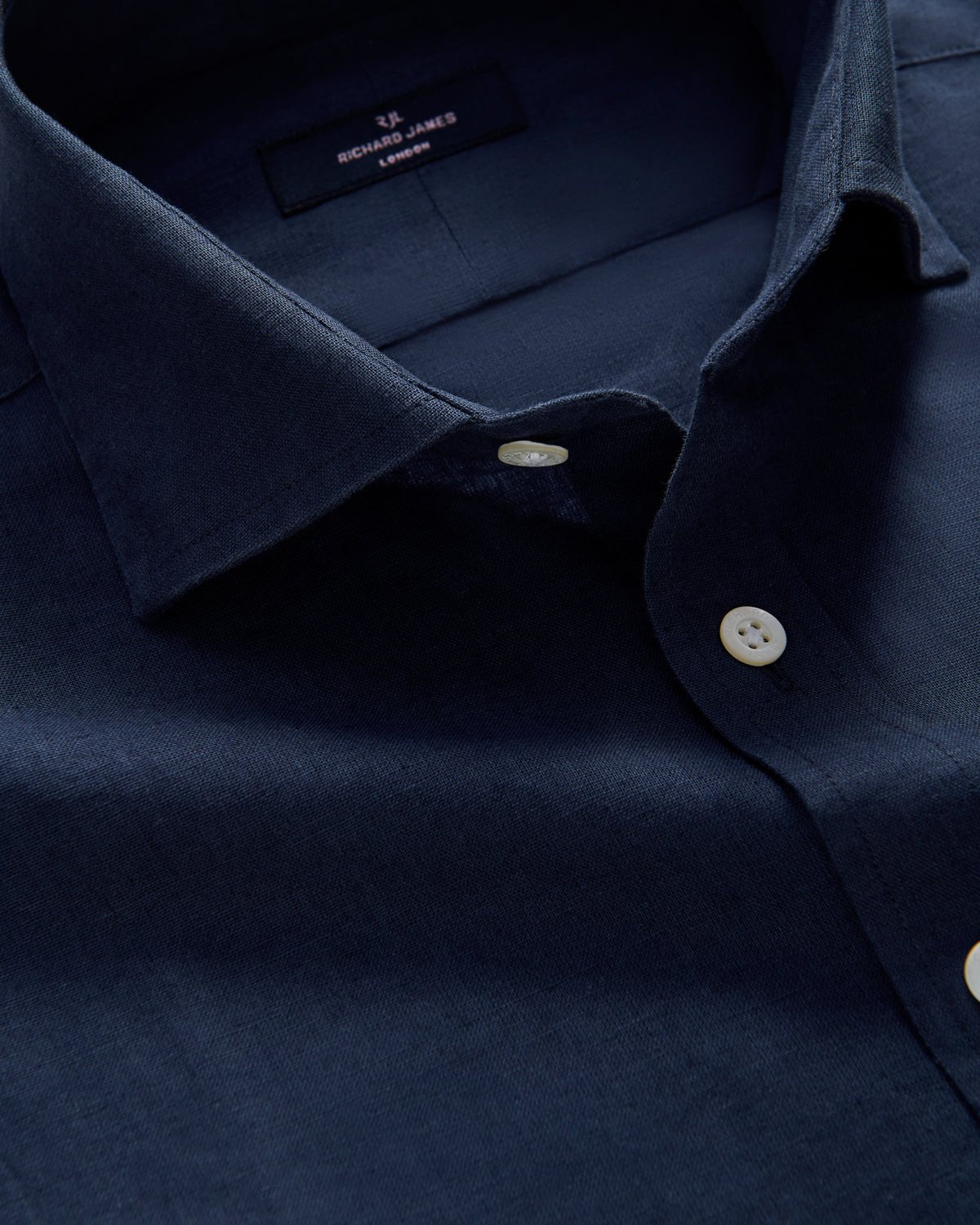 Richard James London Classic Linen Blend Shirt Navy | Preamato Luxury