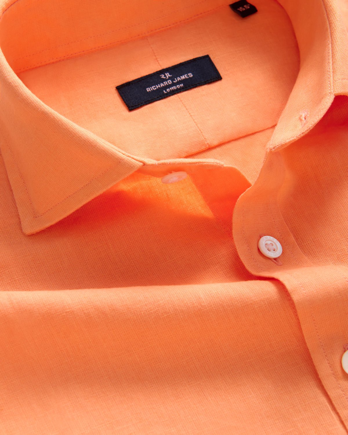 Richard James London Classic Linen Blend Shirt Peach | Preamato Luxury