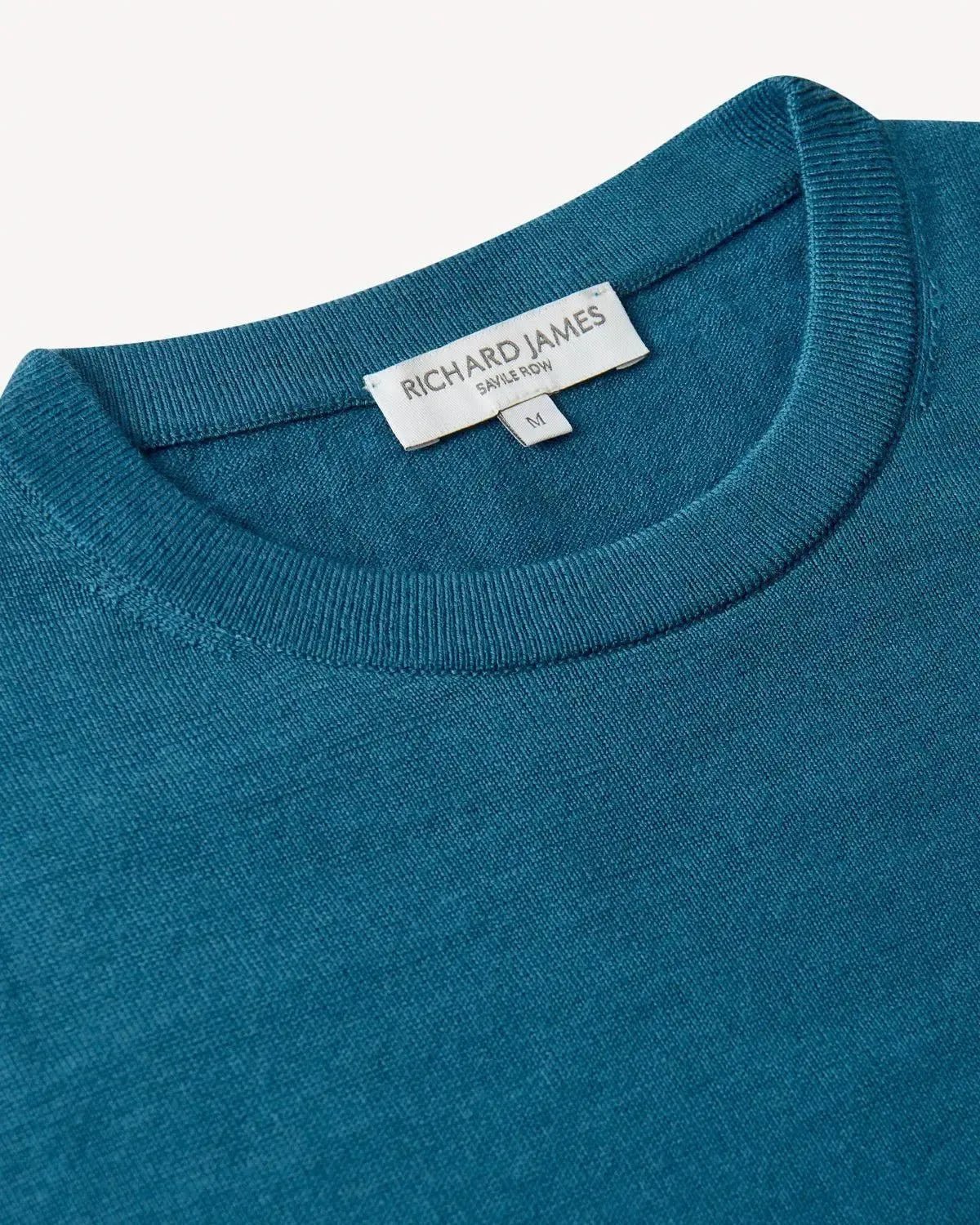 Richard James Merino Wool Crew Neck Knit Cobalt | Preamato Luxury