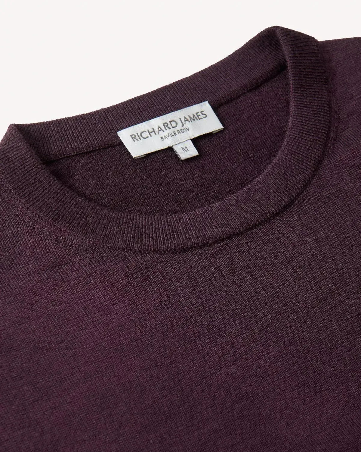 Richard James Merino Wool Crew Neck Knit Plum | Preamato Luxury