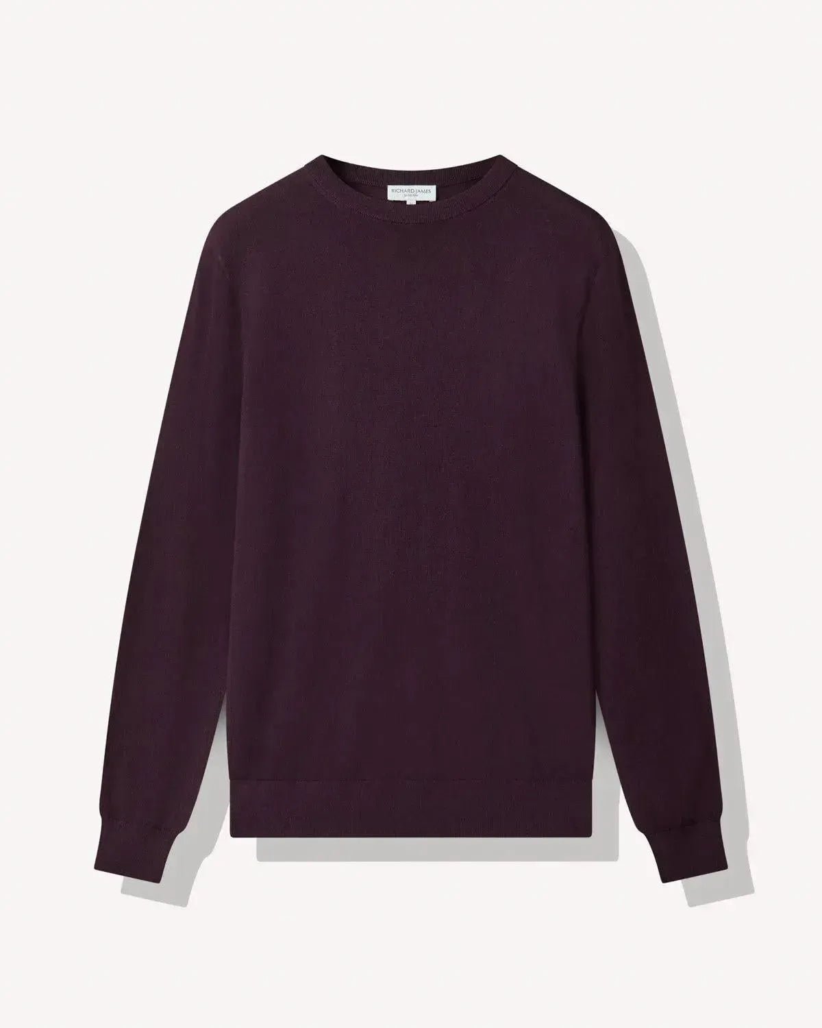 Richard James Merino Wool Crew Neck Knit Plum | Preamato Luxury
