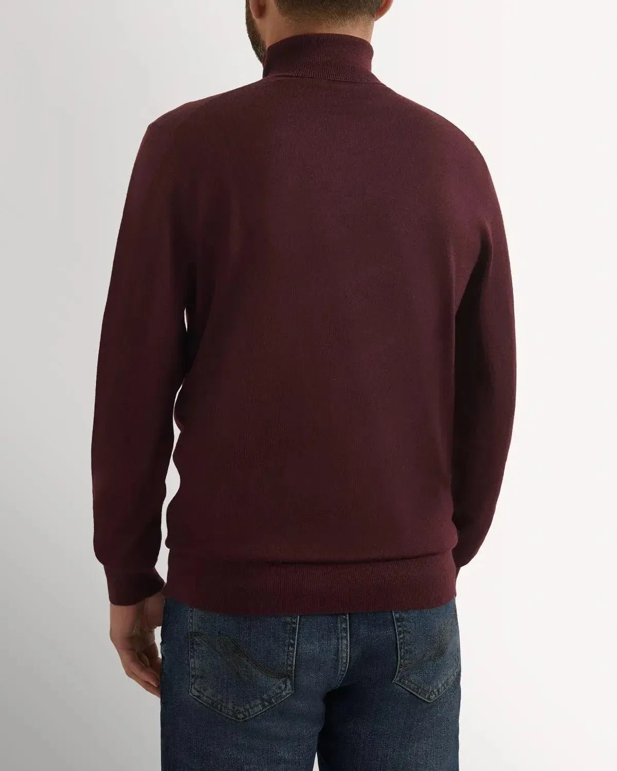 Richard James Merino Wool Roll Neck Burgundy | Preamato Luxury