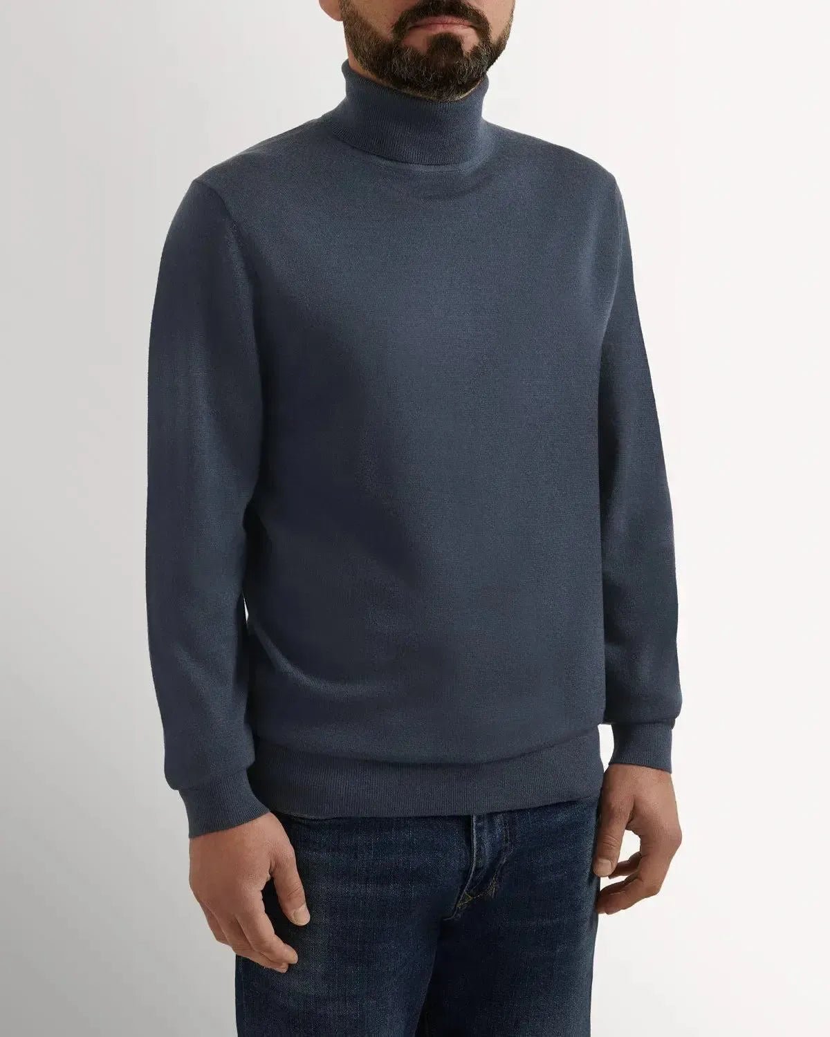 Richard James Merino Wool Roll Neck Teal | Preamato Luxury