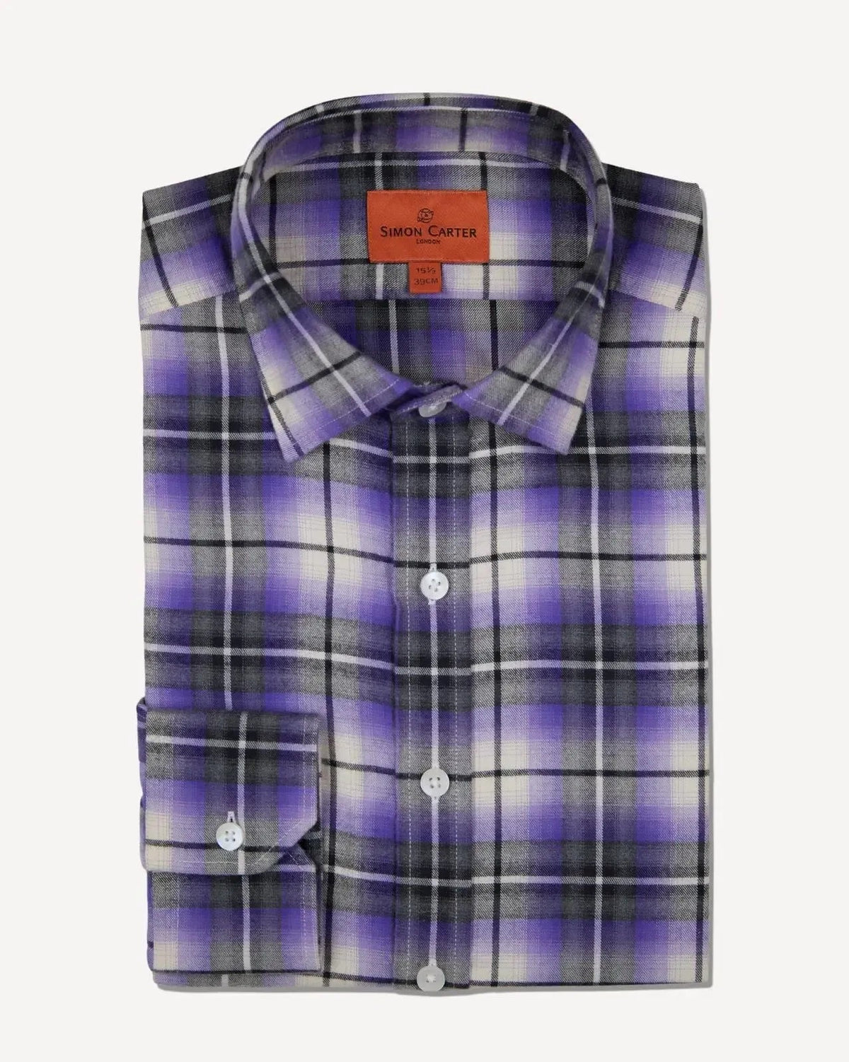 Simon Carter Tailored Fit Check Shirt Blue/Black/White | Preamato Luxury