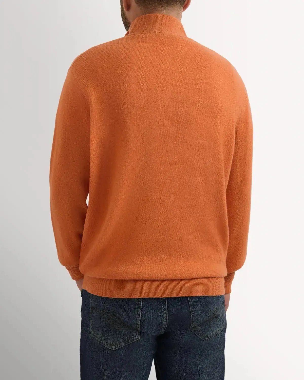 Bernard Weatherill 1/4 Zip Cashmere Mix Burnt Orange | Preamato Luxury
