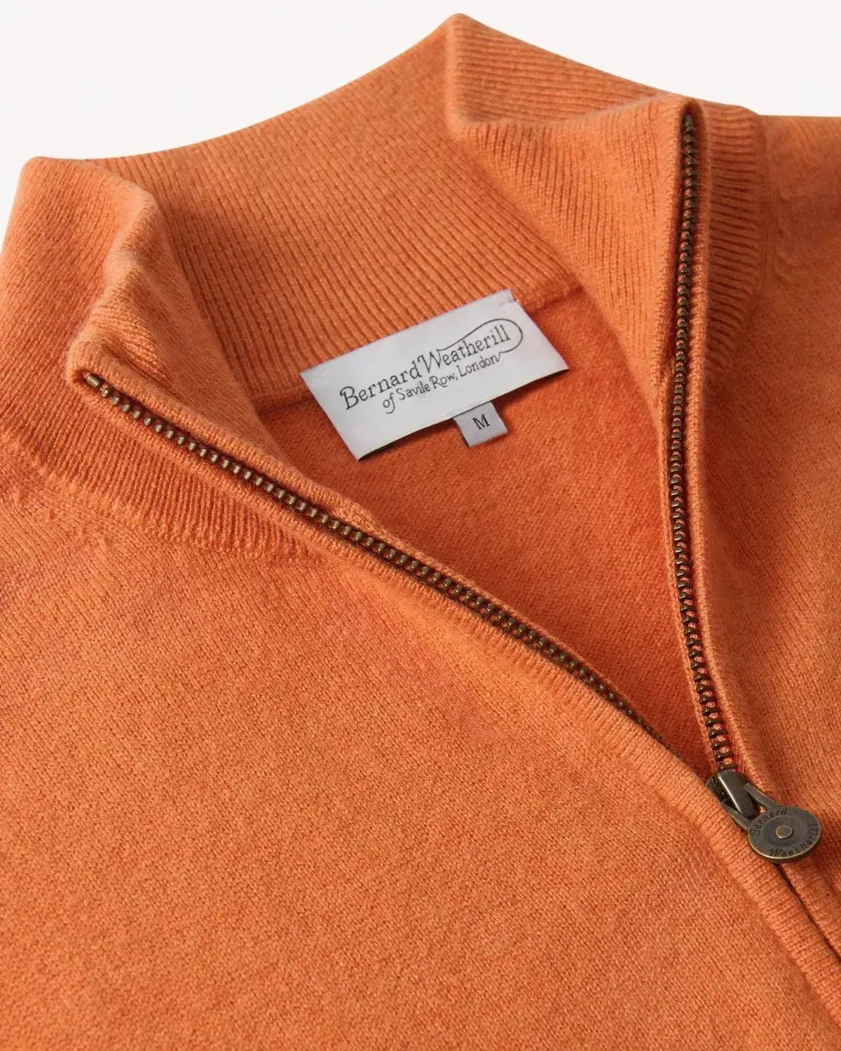 Bernard Weatherill 1/4 Zip Cashmere Mix Burnt Orange | Preamato Luxury