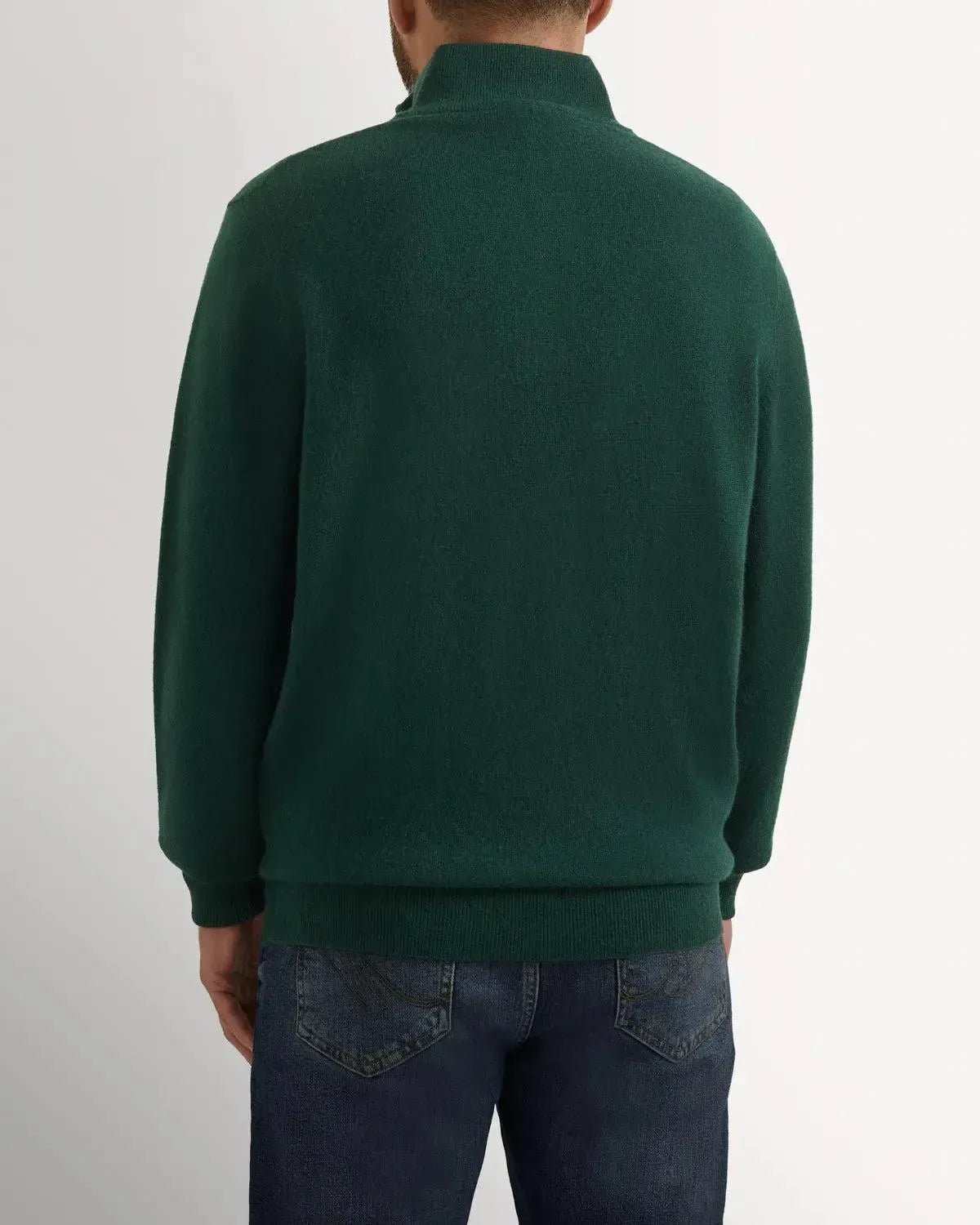 Bernard Weatherill 1/4 Zip Cashmere Mix Forest | Preamato Luxury
