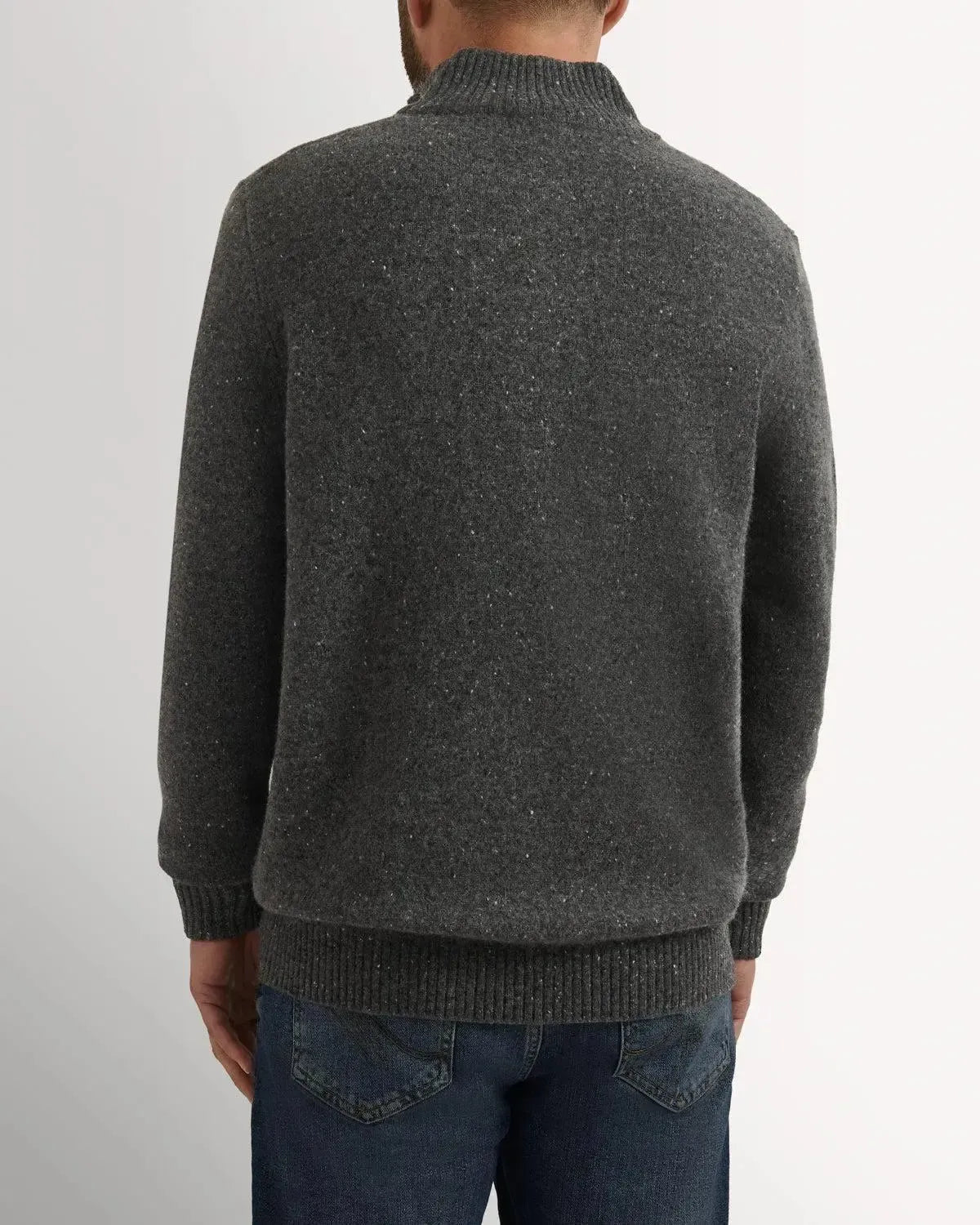 Bernard Weatherill 1/4 Zip Melange Neps Grey | Preamato Luxury