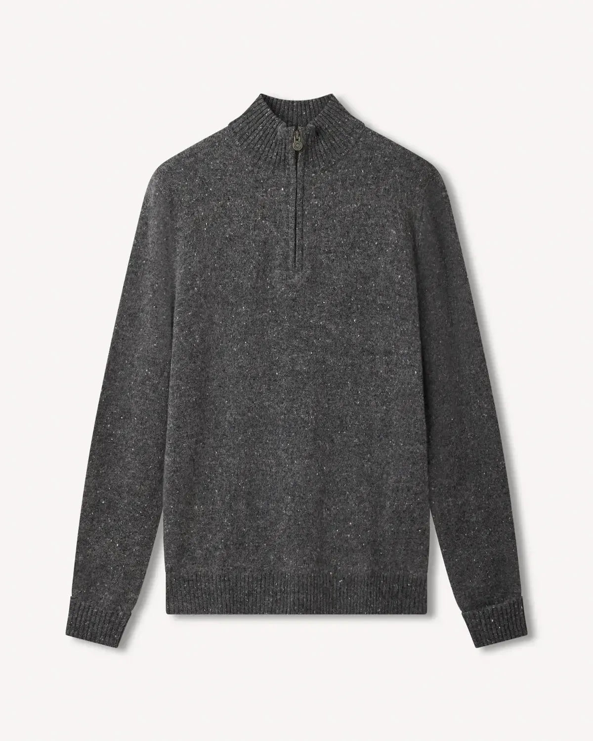 Bernard Weatherill 1/4 Zip Melange Neps Grey | Preamato Luxury