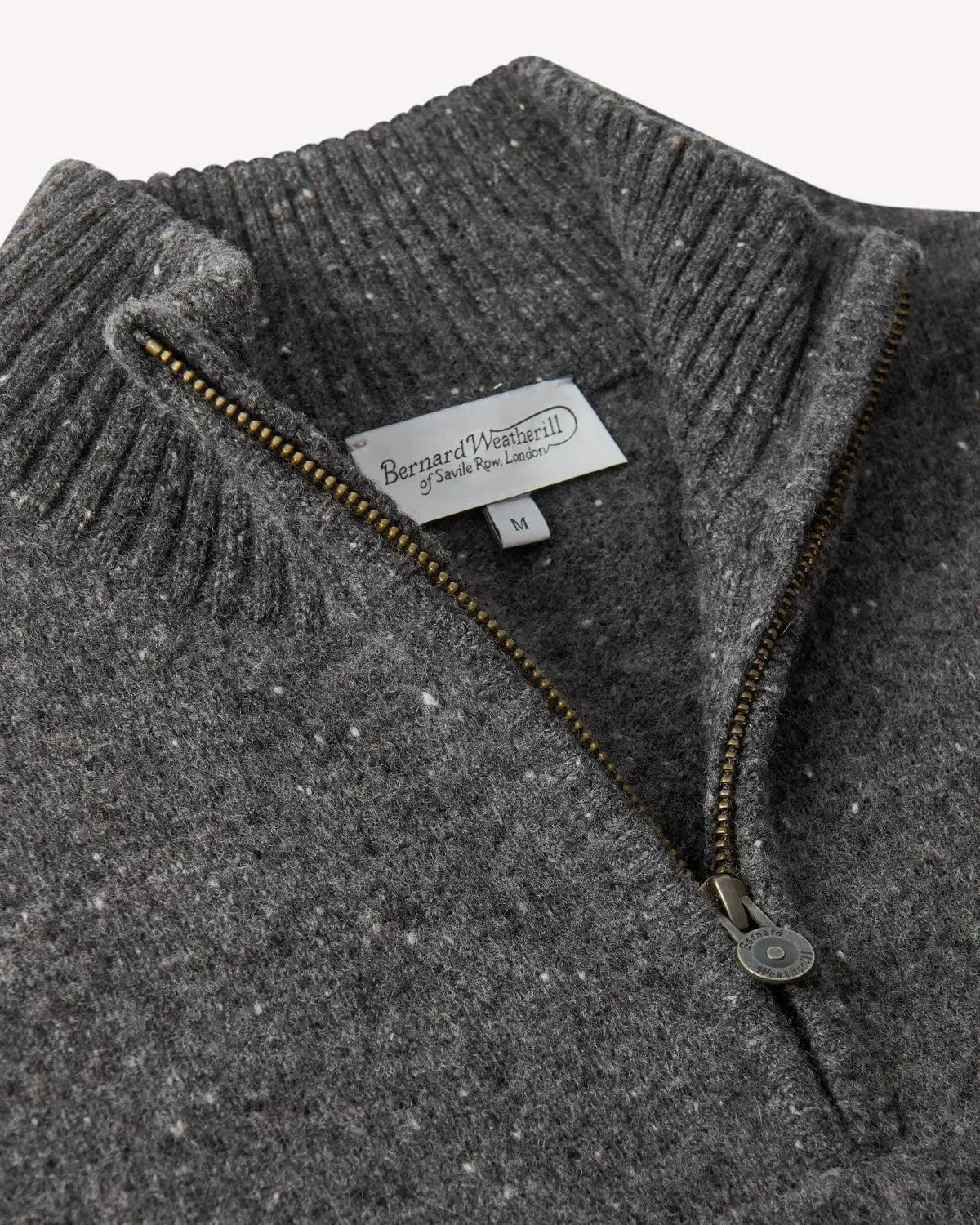 Bernard Weatherill 1/4 Zip Melange Neps Grey | Preamato Luxury