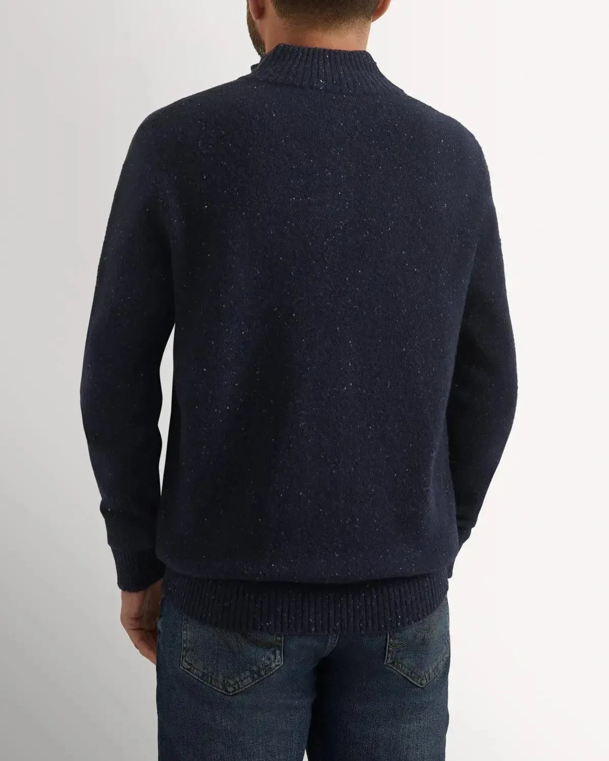 Bernard Weatherill 1/4 Zip Melange Neps Navy Flec | Preamato Luxury