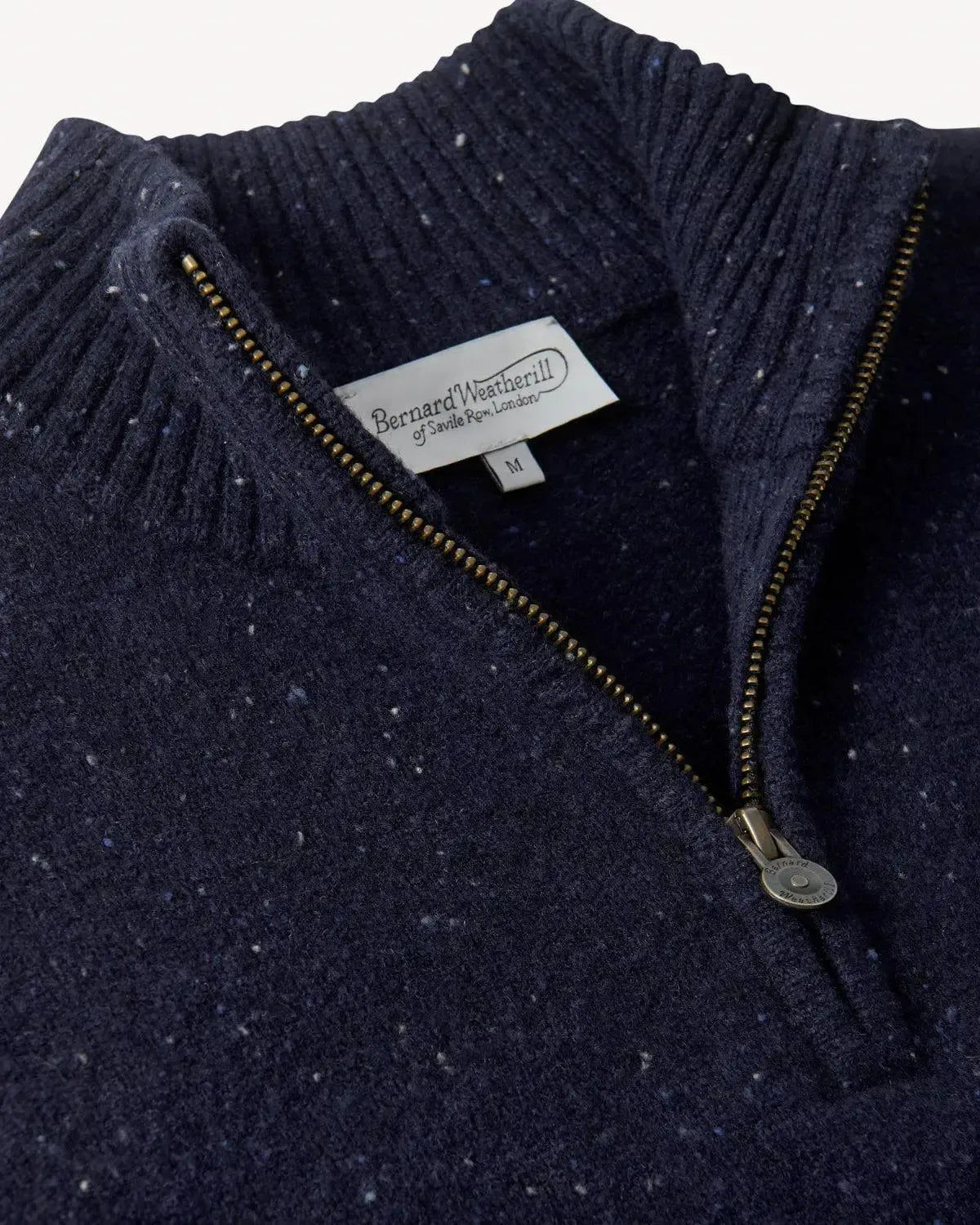 Bernard Weatherill 1/4 Zip Melange Neps Navy Flec | Preamato Luxury