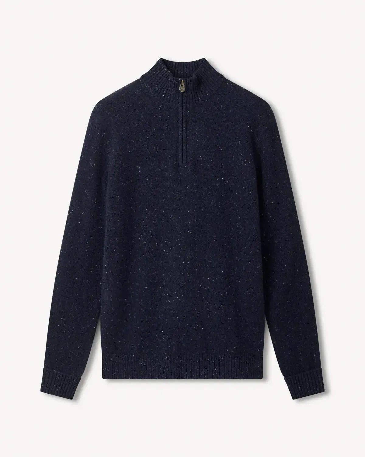 Bernard Weatherill 1/4 Zip Melange Neps Navy Flec | Preamato Luxury
