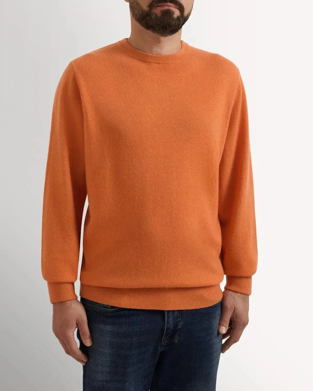 Bernard Weatherill Cashmere Mix Crew Neck Burnt Orange | Preamato Luxury