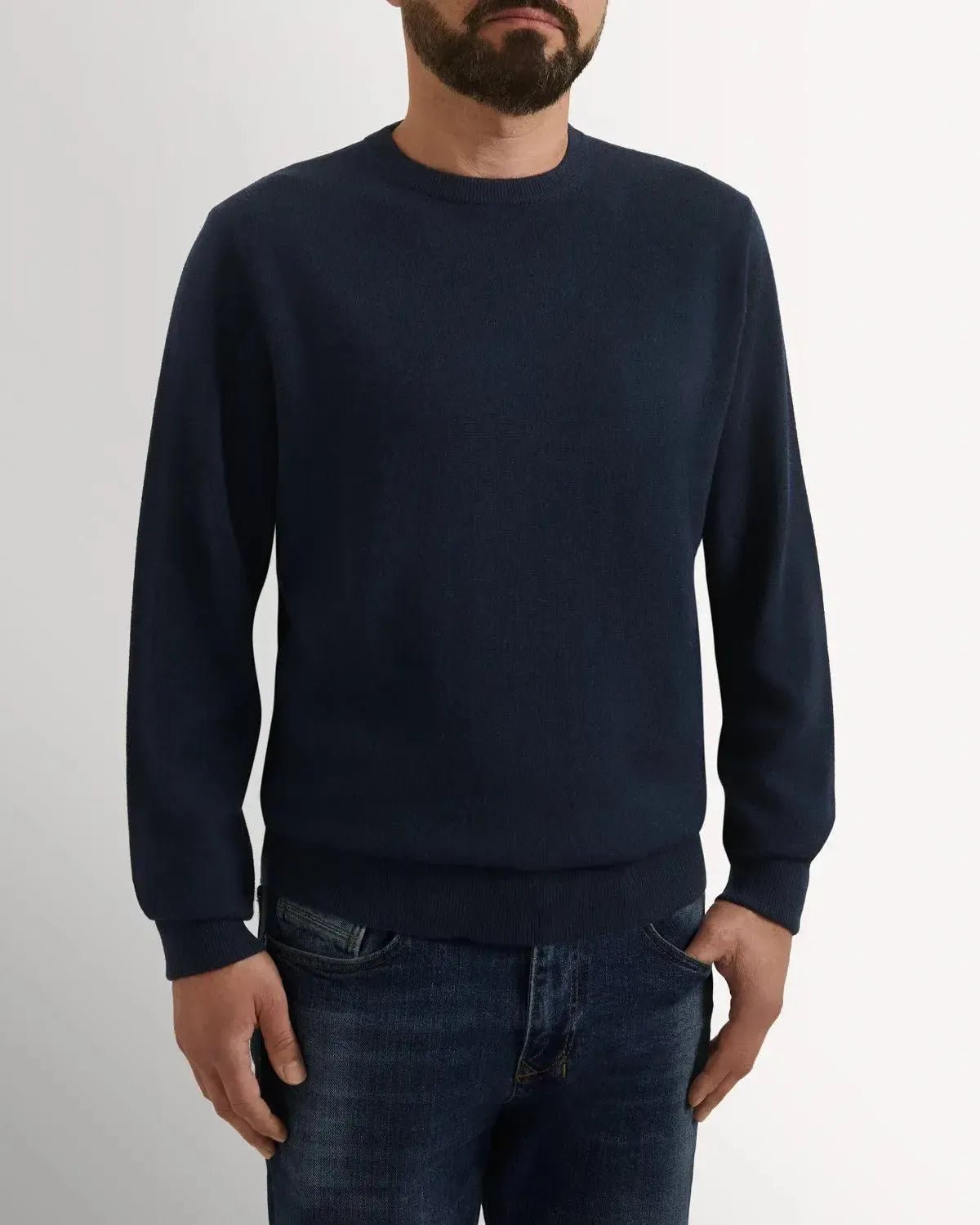Bernard Weatherill Cashmere Mix Crew Neck Navy | Preamato Luxury