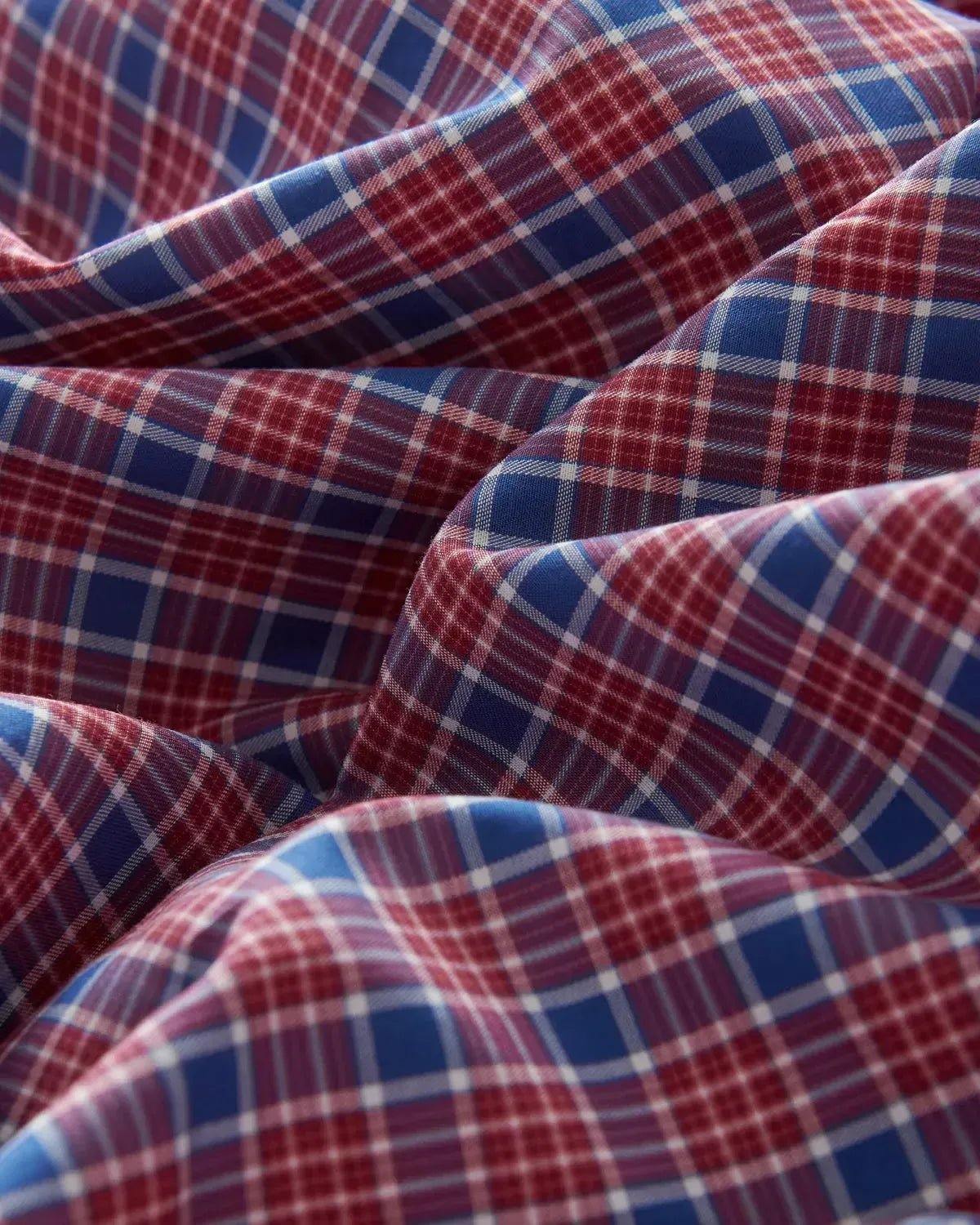 Bernard Weatherill Casual Check Poplin Shirt Blue Red | Preamato Luxury