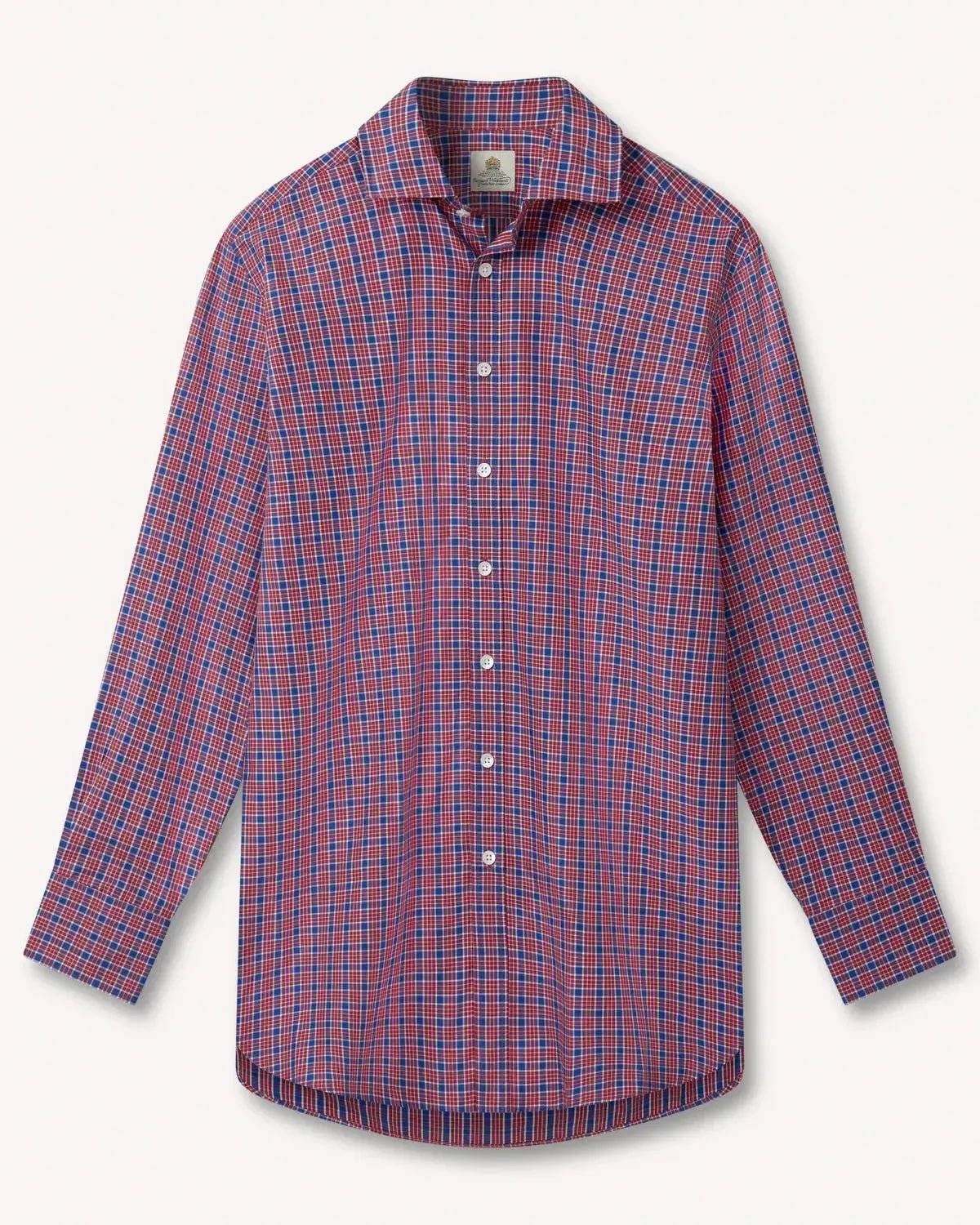 Bernard Weatherill Casual Check Poplin Shirt Blue Red | Preamato Luxury