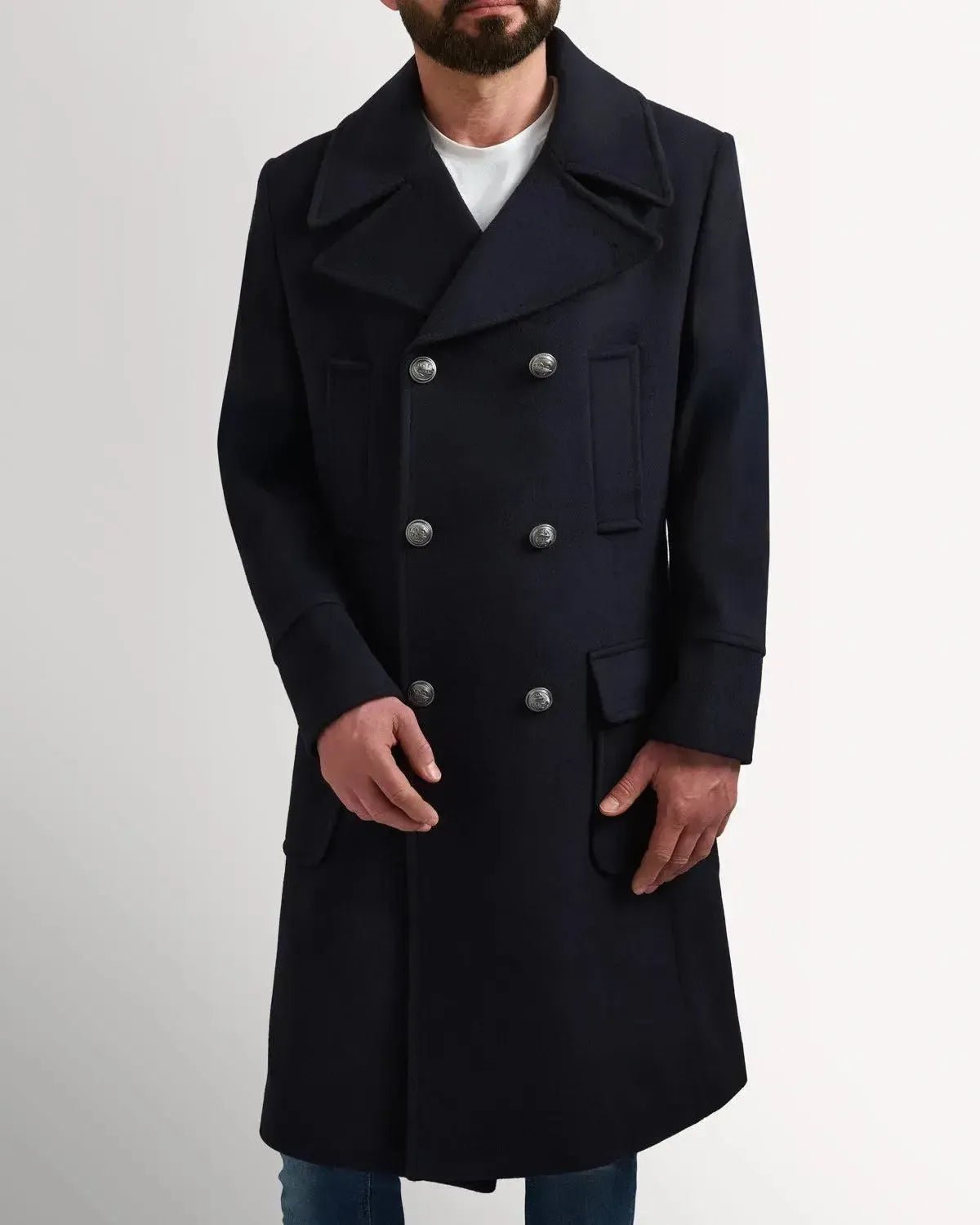 Bernard Weatherill DB Peacoat 3/4 Length Navy | Preamato Luxury
