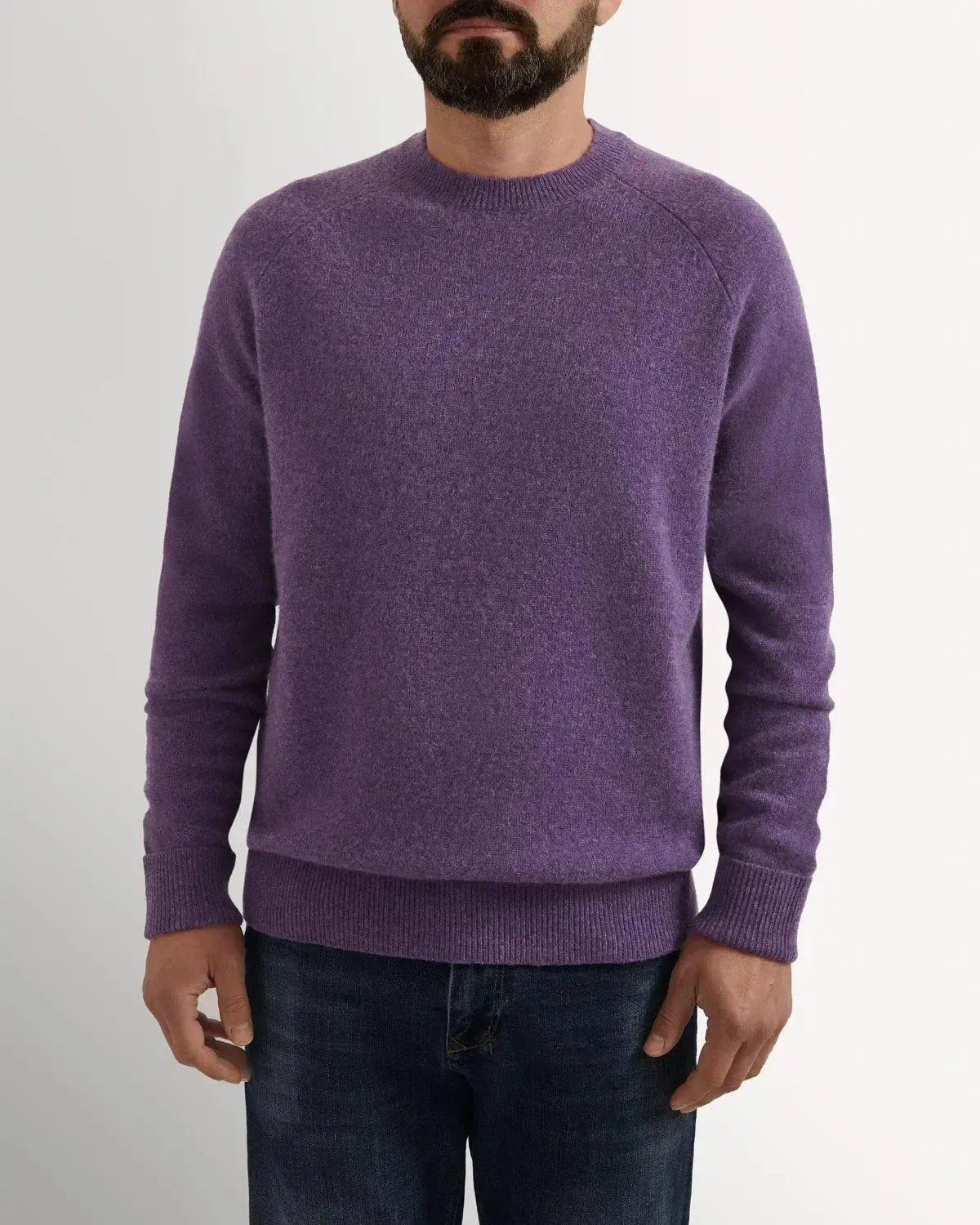 Bernard Weatherill Lambswool Plain Crew Neck Heather | Preamato Luxury