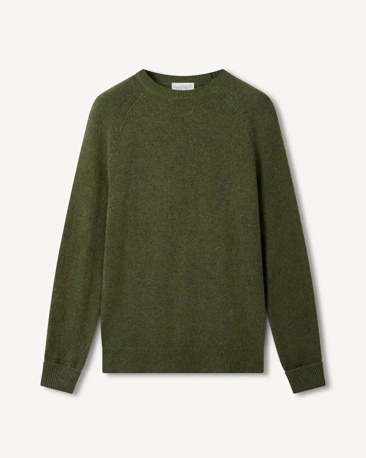 Bernard Weatherill Lambswool Plain Crew Neck Thyme | Preamato Luxury