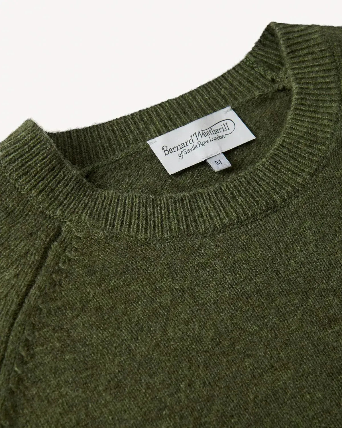 Bernard Weatherill Lambswool Plain Crew Neck Thyme | Preamato Luxury