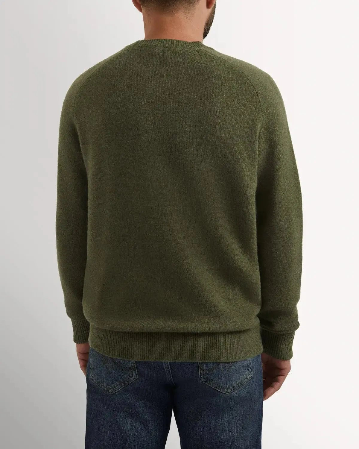 Bernard Weatherill Lambswool Plain Crew Neck Thyme | Preamato Luxury