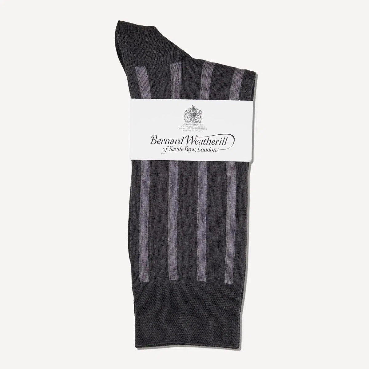 Bernard Weatherill Large Stripe Socks Gunmetal/Grey | Preamato Luxury
