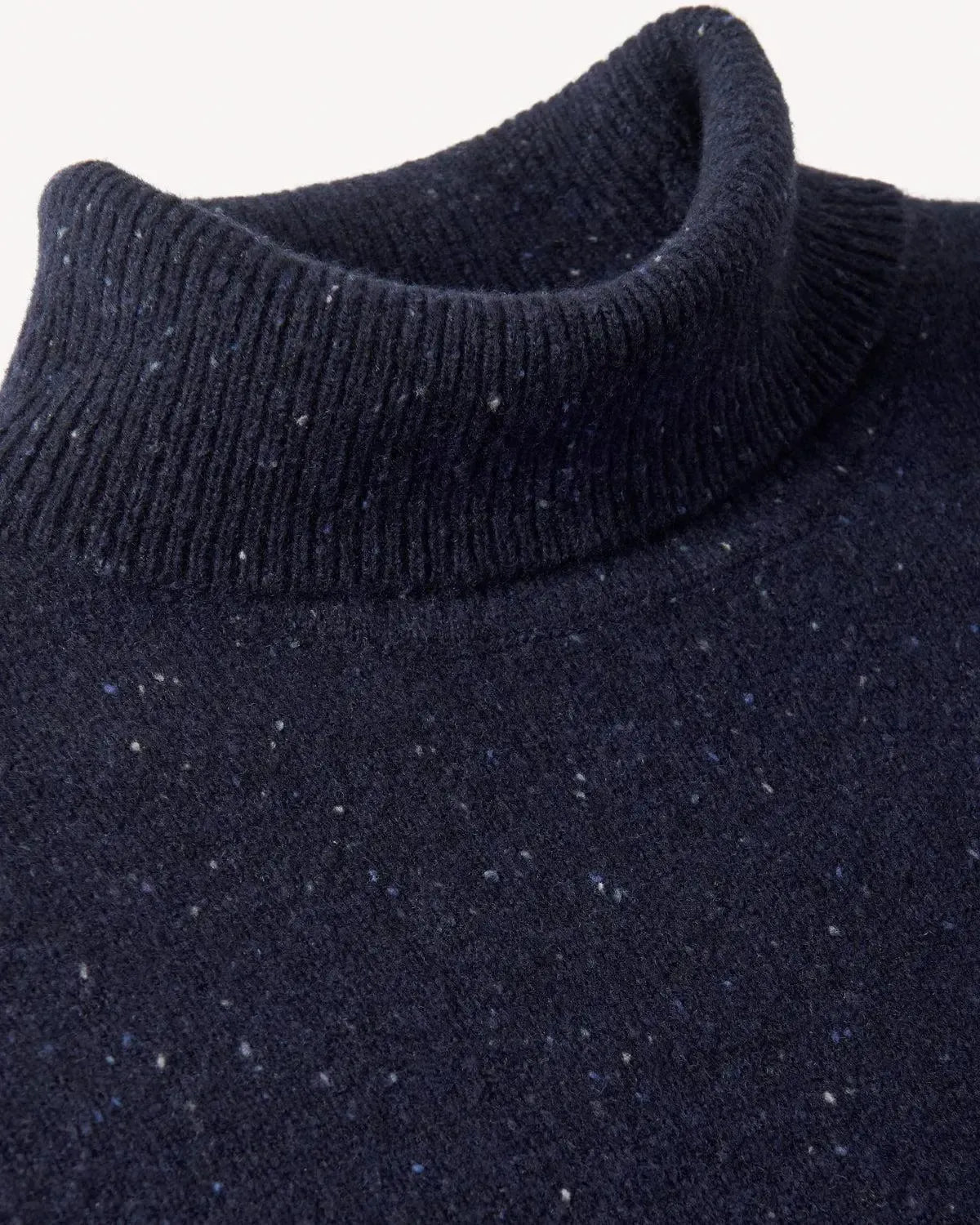 Bernard Weatherill Plain Roll Neck Melange Tweed Navy Flec | Preamato Luxury