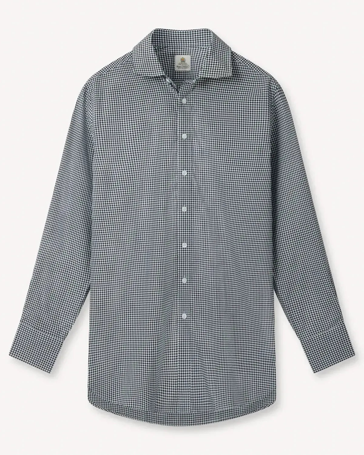 BERNARD WEATHERILL Poplin Micro Gingham Shirt Black/White | Preamato Luxury