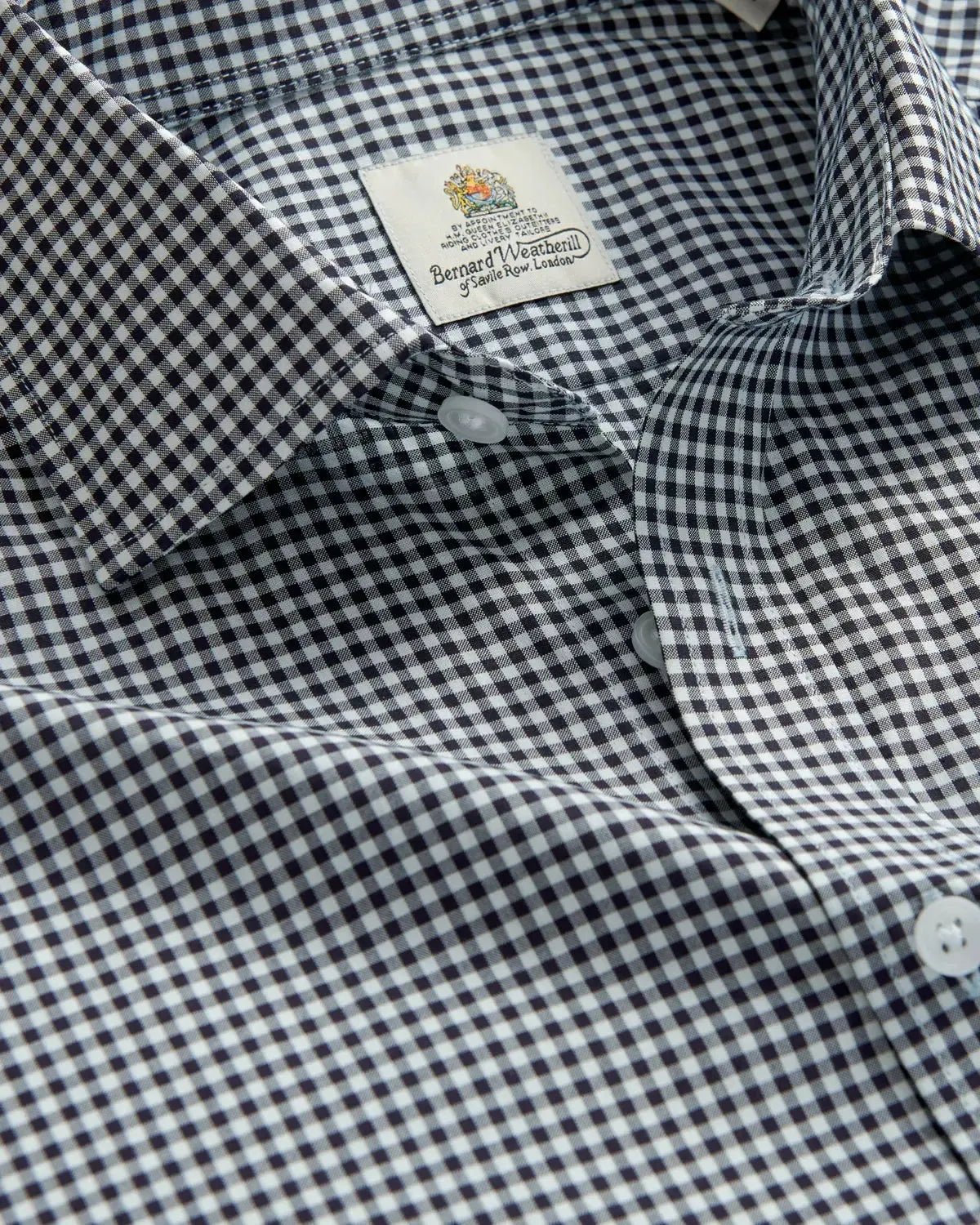 BERNARD WEATHERILL Poplin Micro Gingham Shirt Black/White | Preamato Luxury