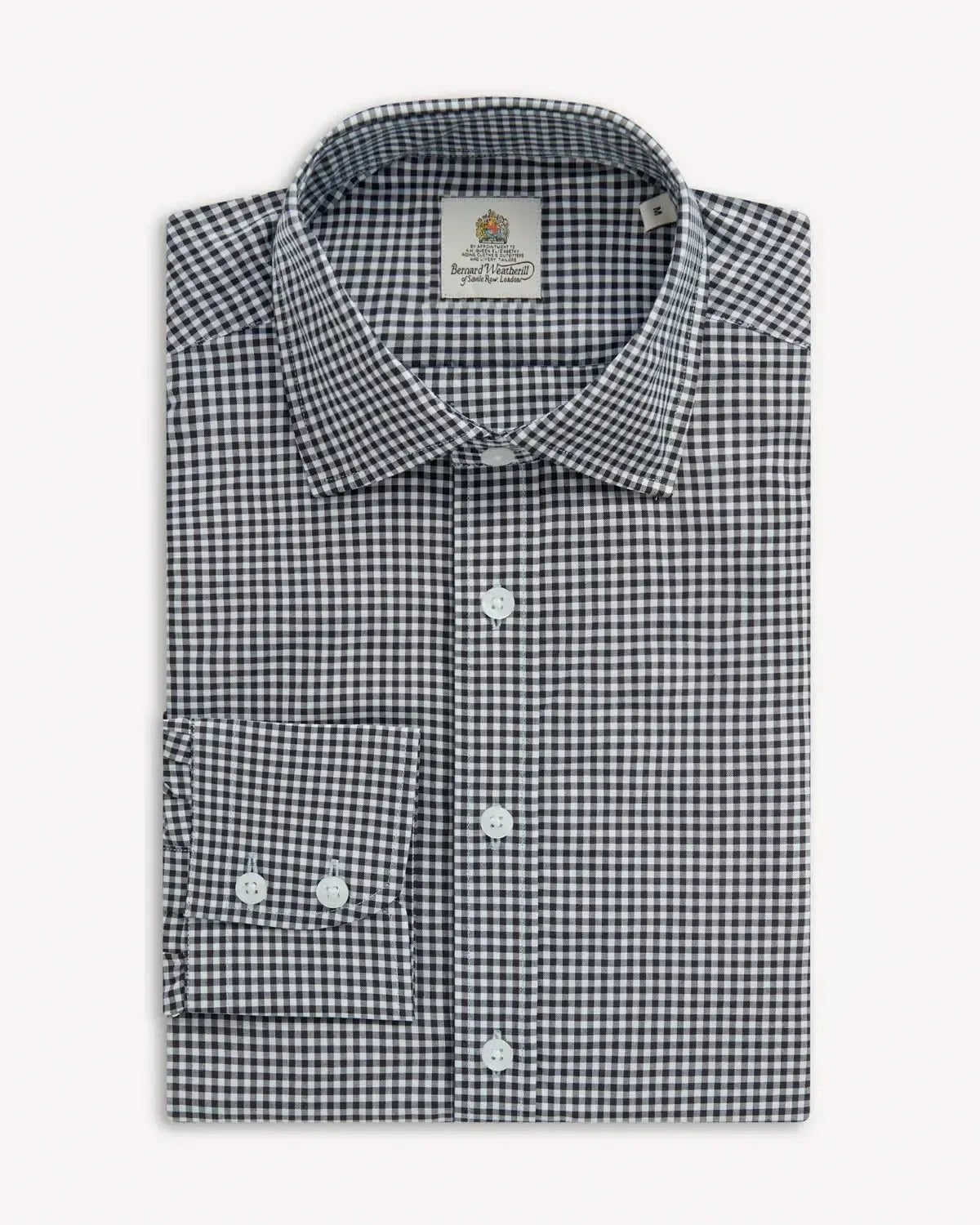BERNARD WEATHERILL Poplin Micro Gingham Shirt Black/White | Preamato Luxury