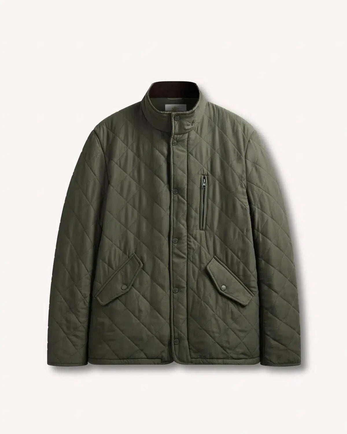 Bernard Weatherill Stand Collar Padded Jacket Khaki Green | Preamato Luxury