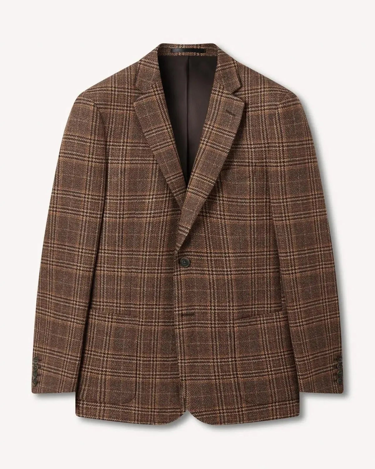 Bernard Weatherill Two Button Window Check Wool Jacket Brown | Preamato Luxury