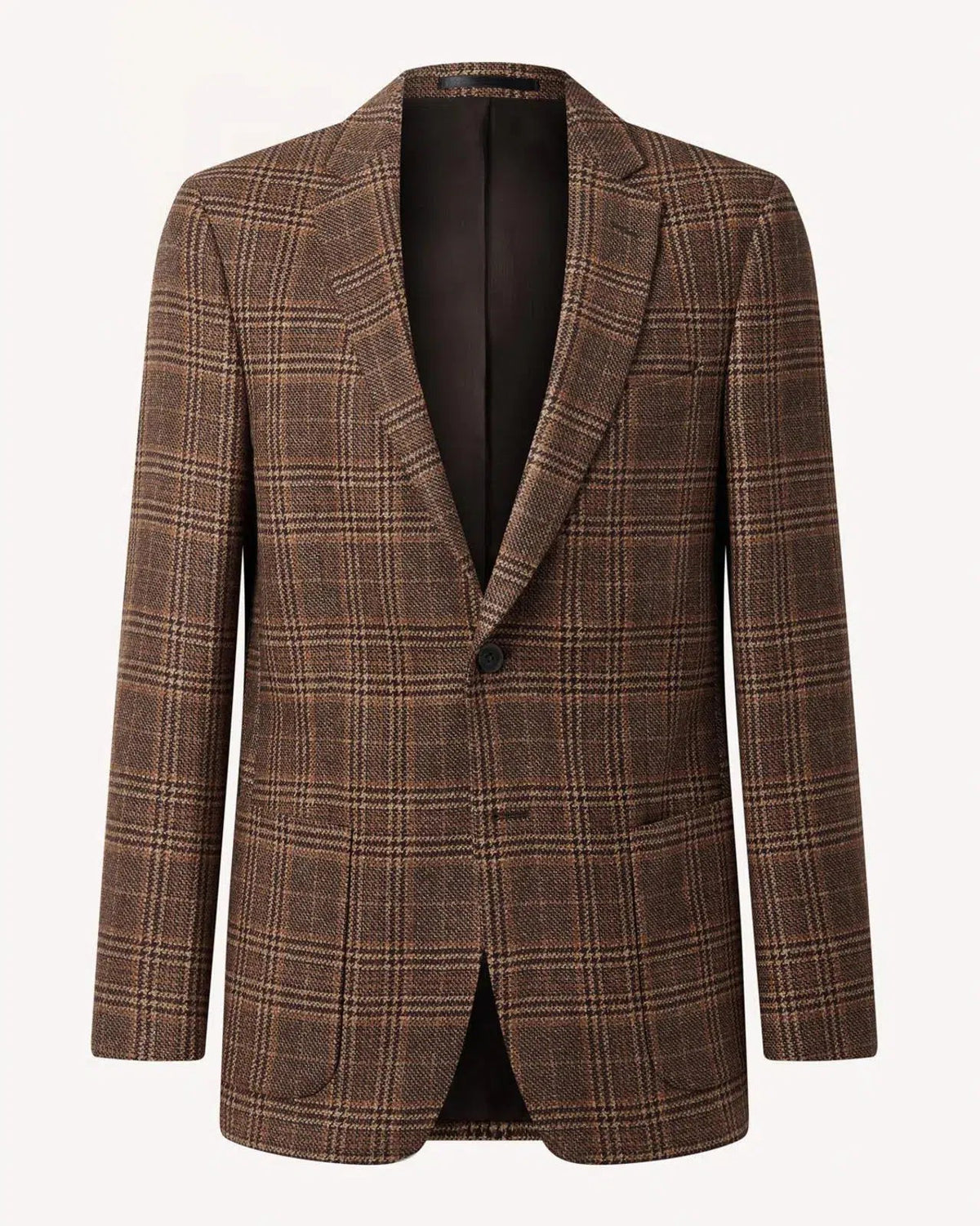 Bernard Weatherill Two Button Window Check Wool Jacket Brown | Preamato Luxury