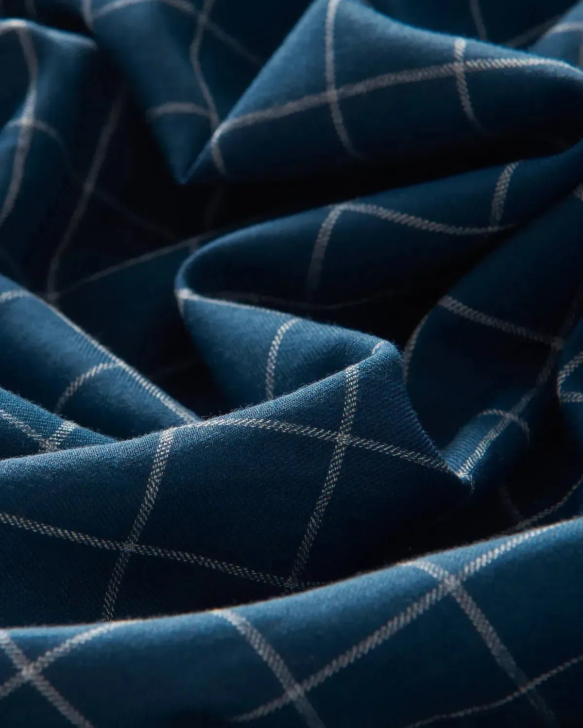 BERNARD WEATHERILL Windowpane Check Shirt Navy/Grey | Preamato Luxury