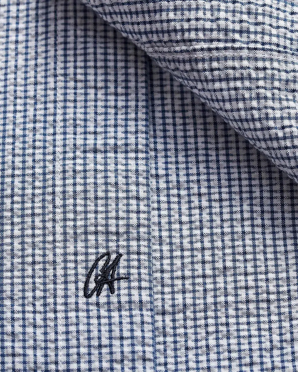 Charlie Allen Seersucker Cotton Shirt Navy | Preamato Luxury