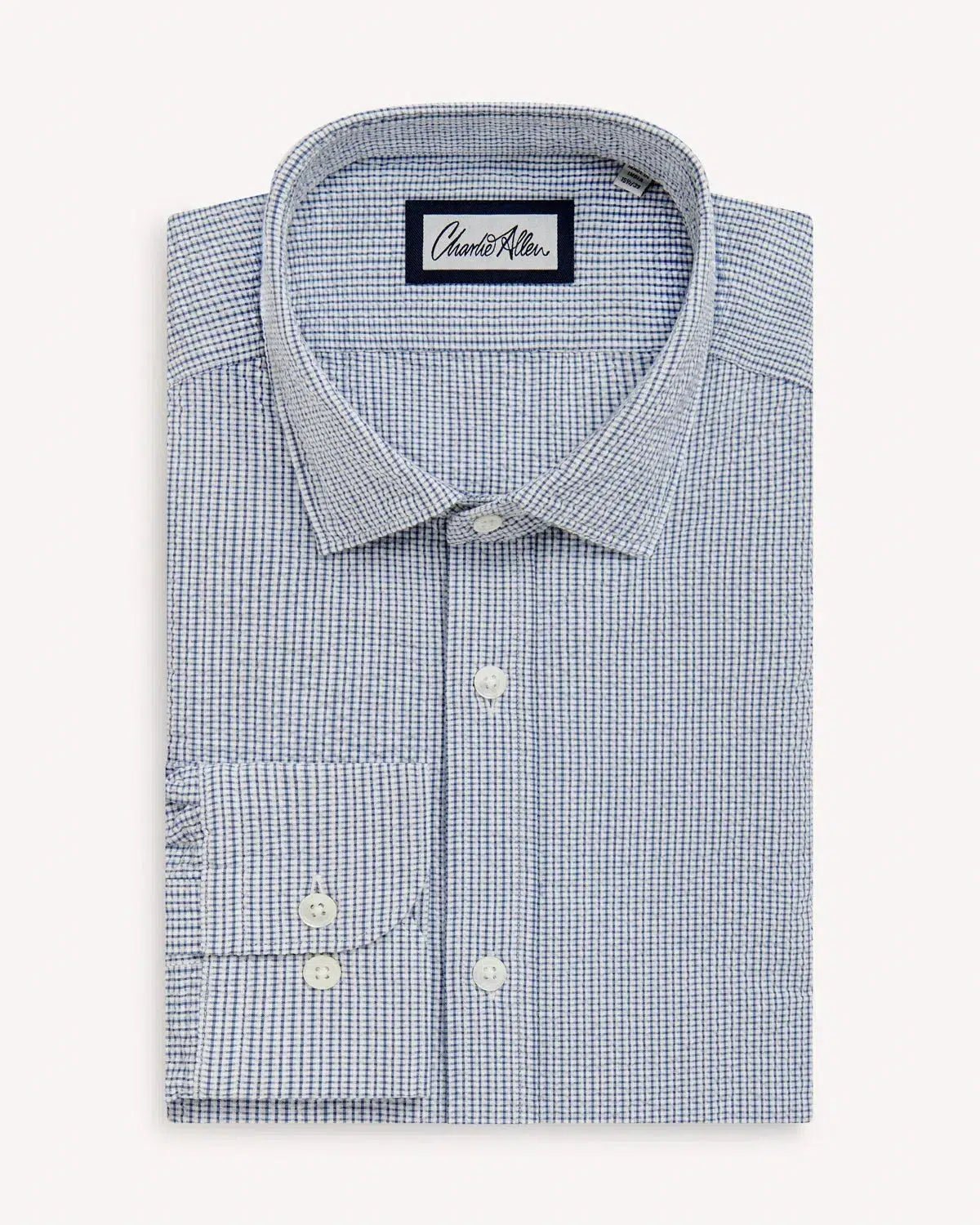 Charlie Allen Seersucker Cotton Shirt Navy | Preamato Luxury