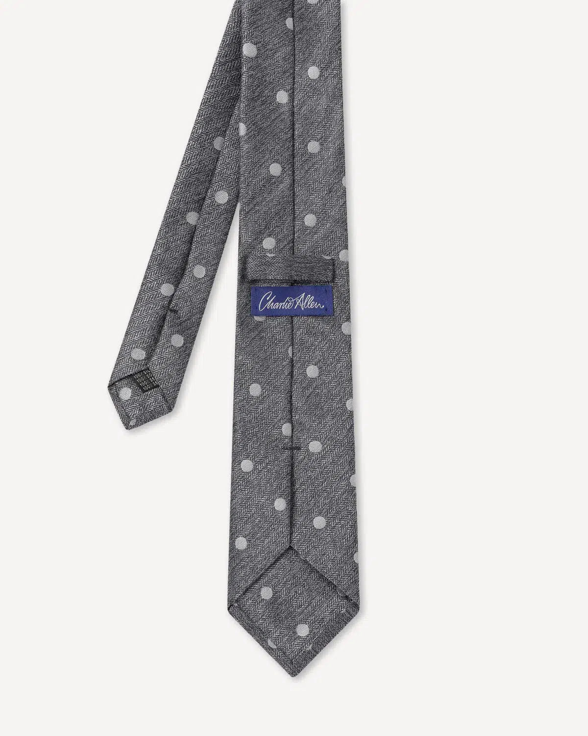 Charlie Allen Woven Polka Dot Weave Tie Silver | Preamato Luxury